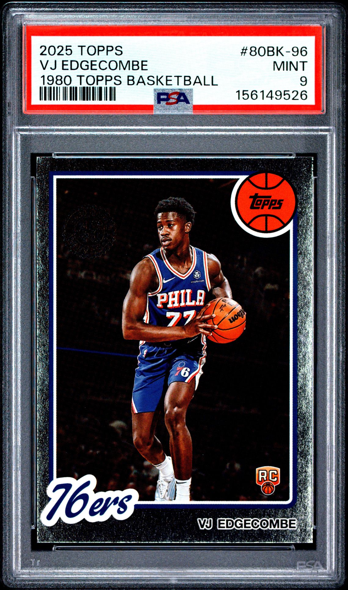 2025 Topps 1980-81 Topps Basketball Vj Edgecombe #80Bk-96 Mint 9 front