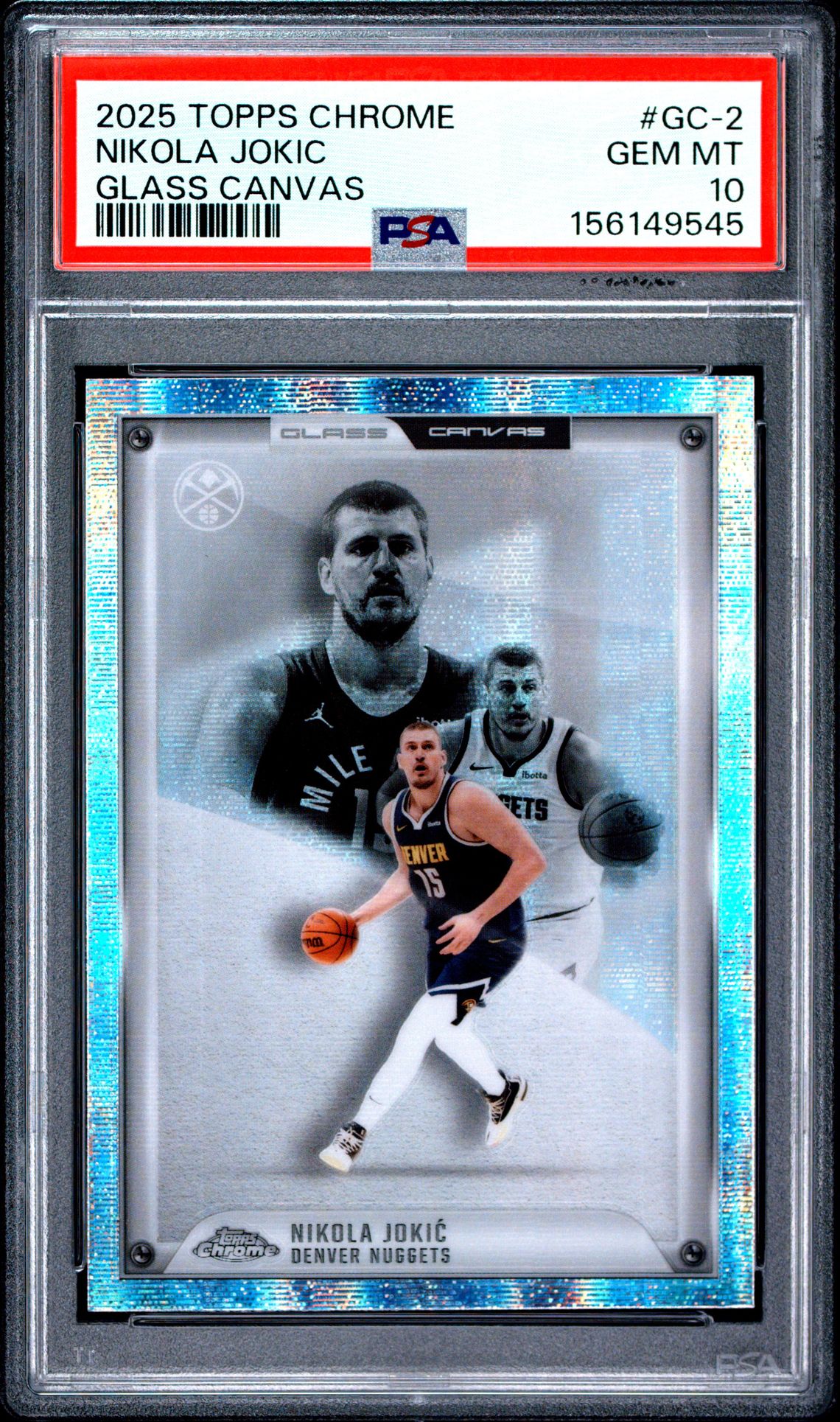 2025 Topps Chrome Glass Canvas Nikola Jokic #Gc-2 Gem Mt 10 front view - PSA graded GEM MT 10