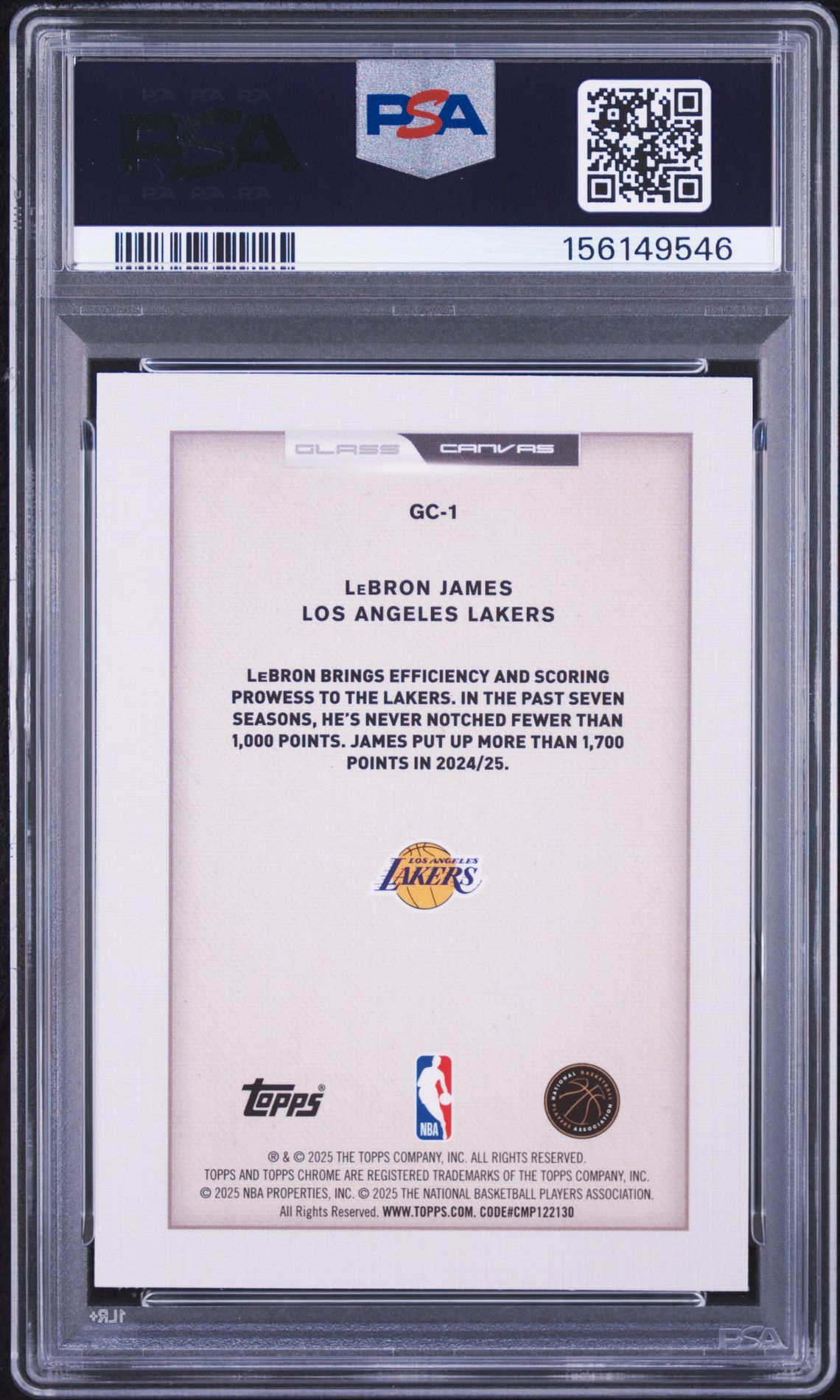 2025 Topps Chrome Glass Canvas Lebron James #Gc-1 Mint 9 back
