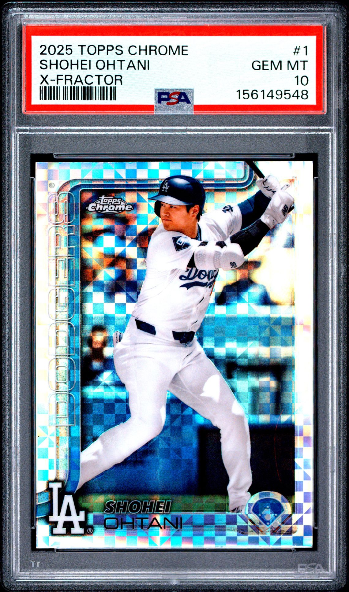 2025 Topps Chrome Shohei Ohtani #1 (X-Fractor) Gem Mt 10 front