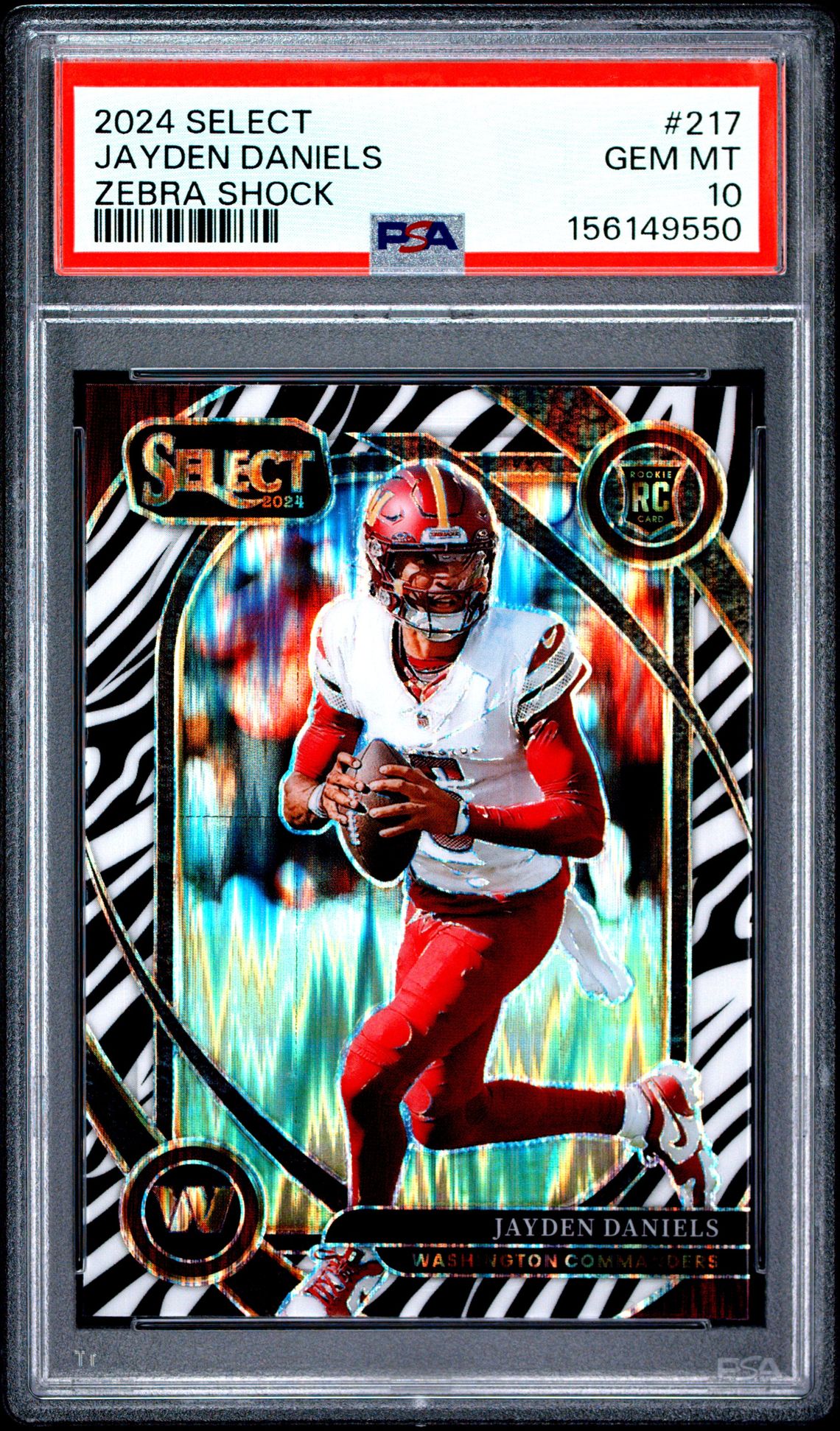 2024 Panini Select Jayden Daniels #217 (Zebra Shock) Gem Mt 10 front