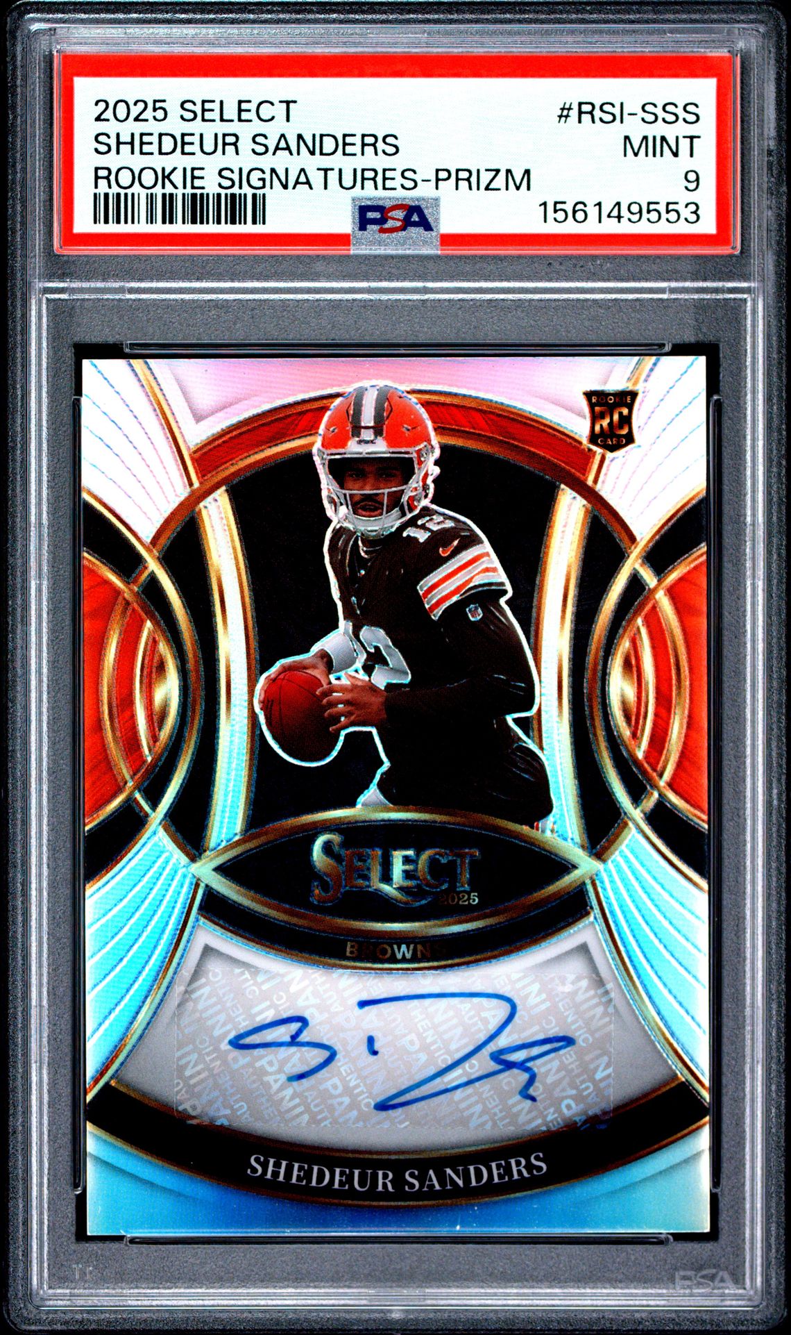 2025 Panini Select Rookie Signatures Shedeur Sanders #Rsi-Sss (Rookie Signatures-Prizm) Mint 9 front