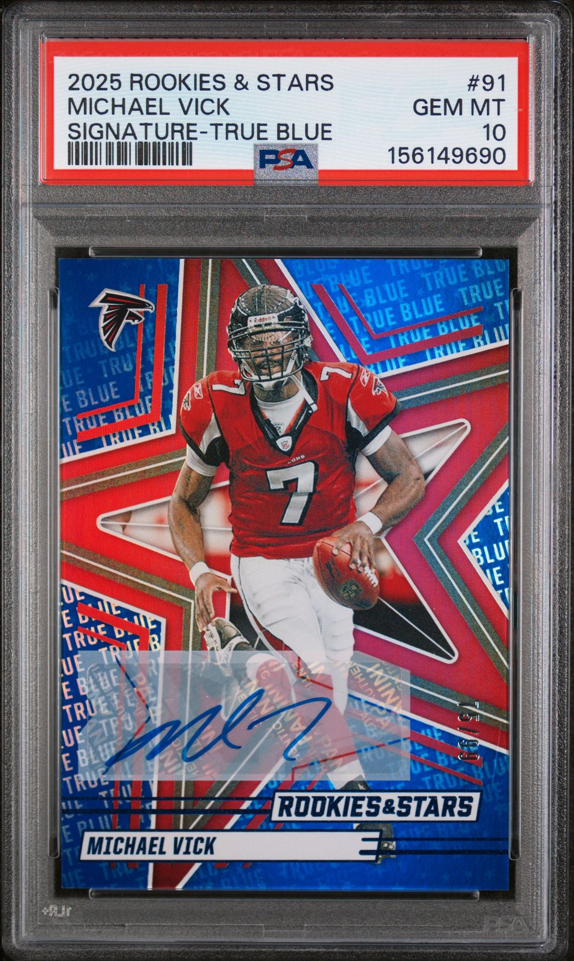 2025 Panini PANINI ROOKIES & STARS SIGNATURE-TRUE BLUE #91 Michael Vick front