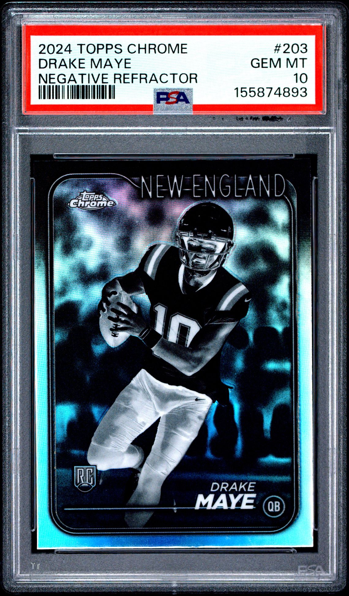 2024 Topps Chrome Drake Maye #203 (Negative Refractor) Gem Mt 10 front
