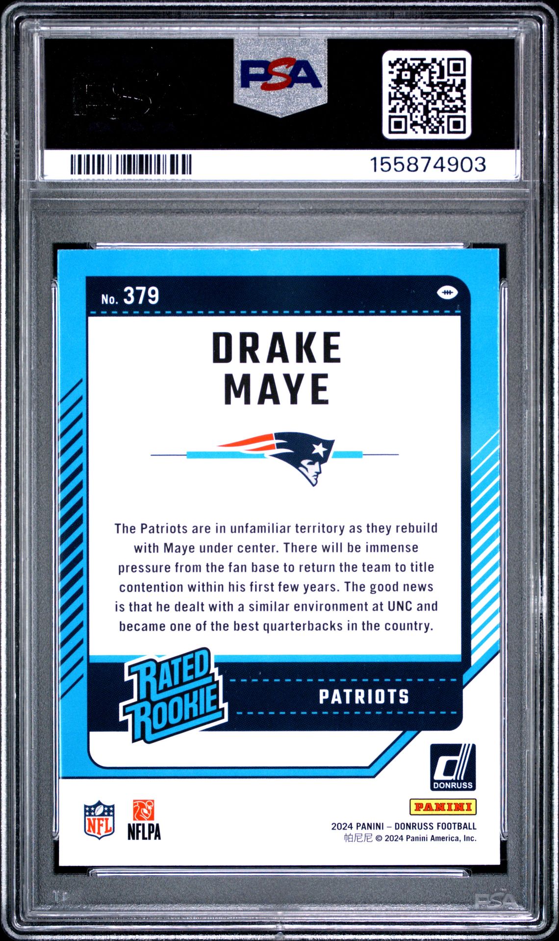 2024 Panini Donruss Drake Maye #379 Mint 9 back