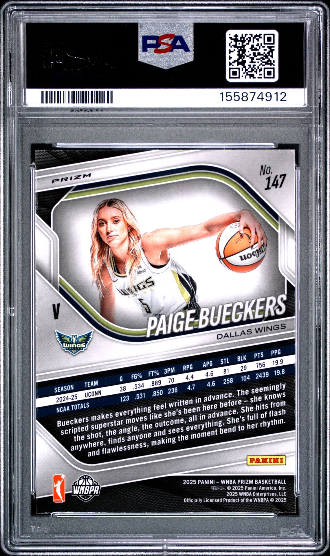 2025 Panini Prizm Wnba Paige Bueckers #147 (Ice) Mint 9 back