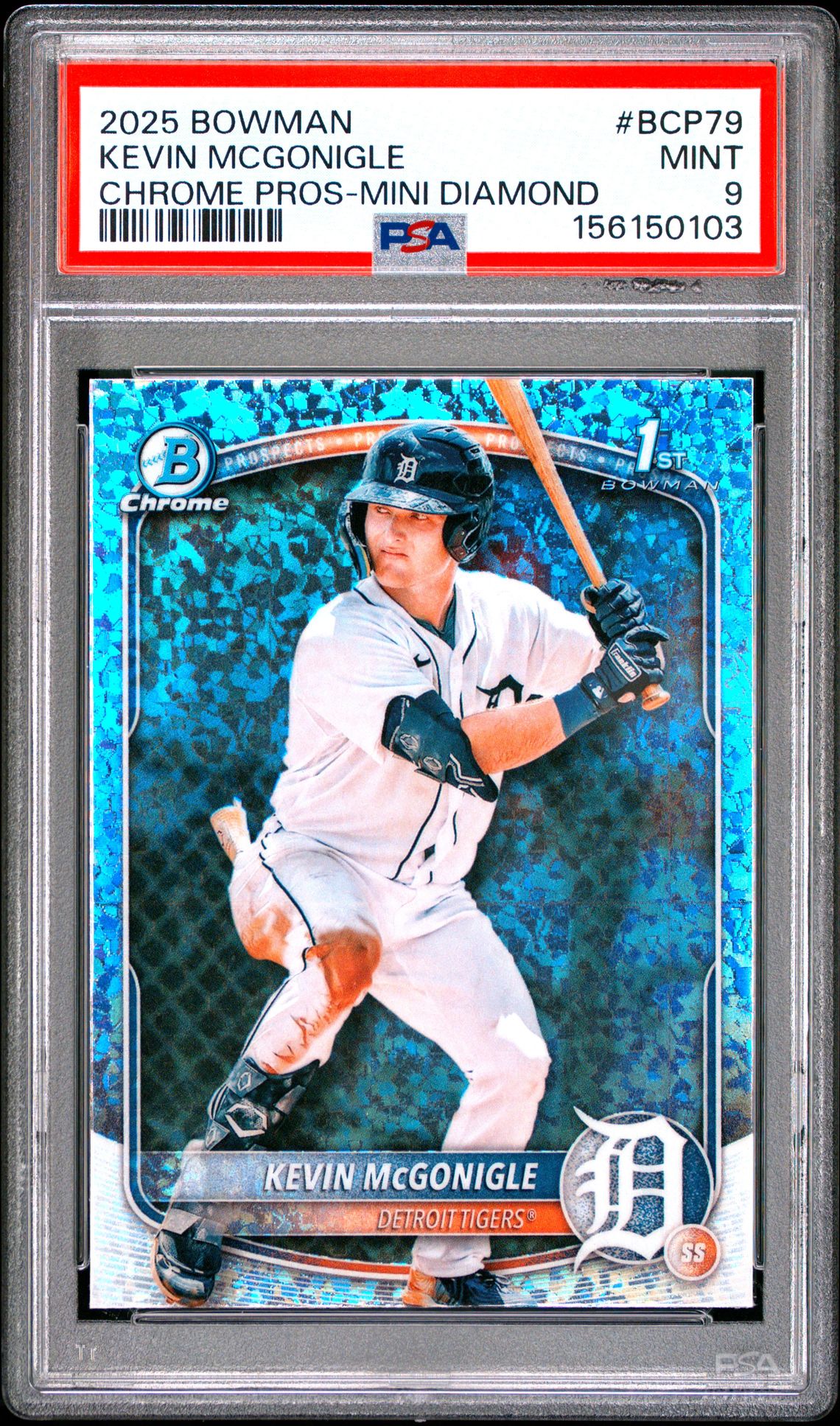 2025 Bowman Chrome Prospects Kevin Mcgonigle #Bcp79 (Chrome Pros-Mini Diamond) Mint 9 front