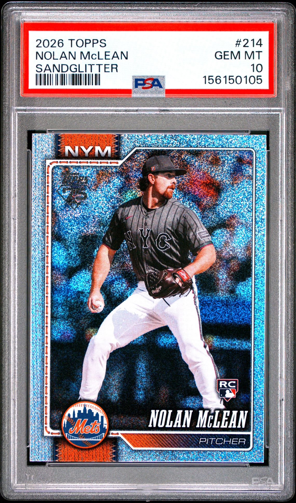 2026 Topps Nolan Mclean #214 (Sandglitter) Gem Mt 10 front view - PSA graded GEM MT 10