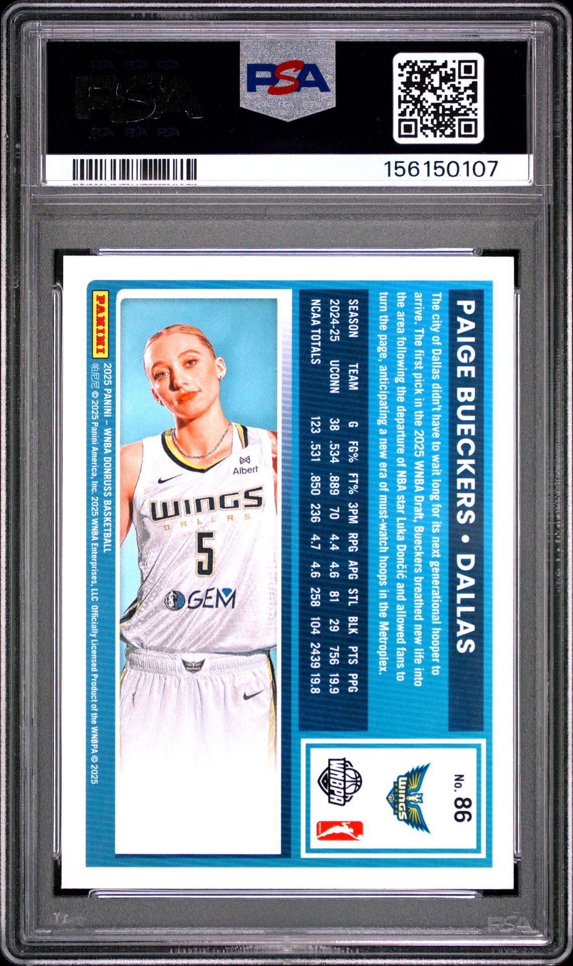 2025 PANINI DONRUSS WNBA PAIGE BUECKERS  86 GEM MT 10 back