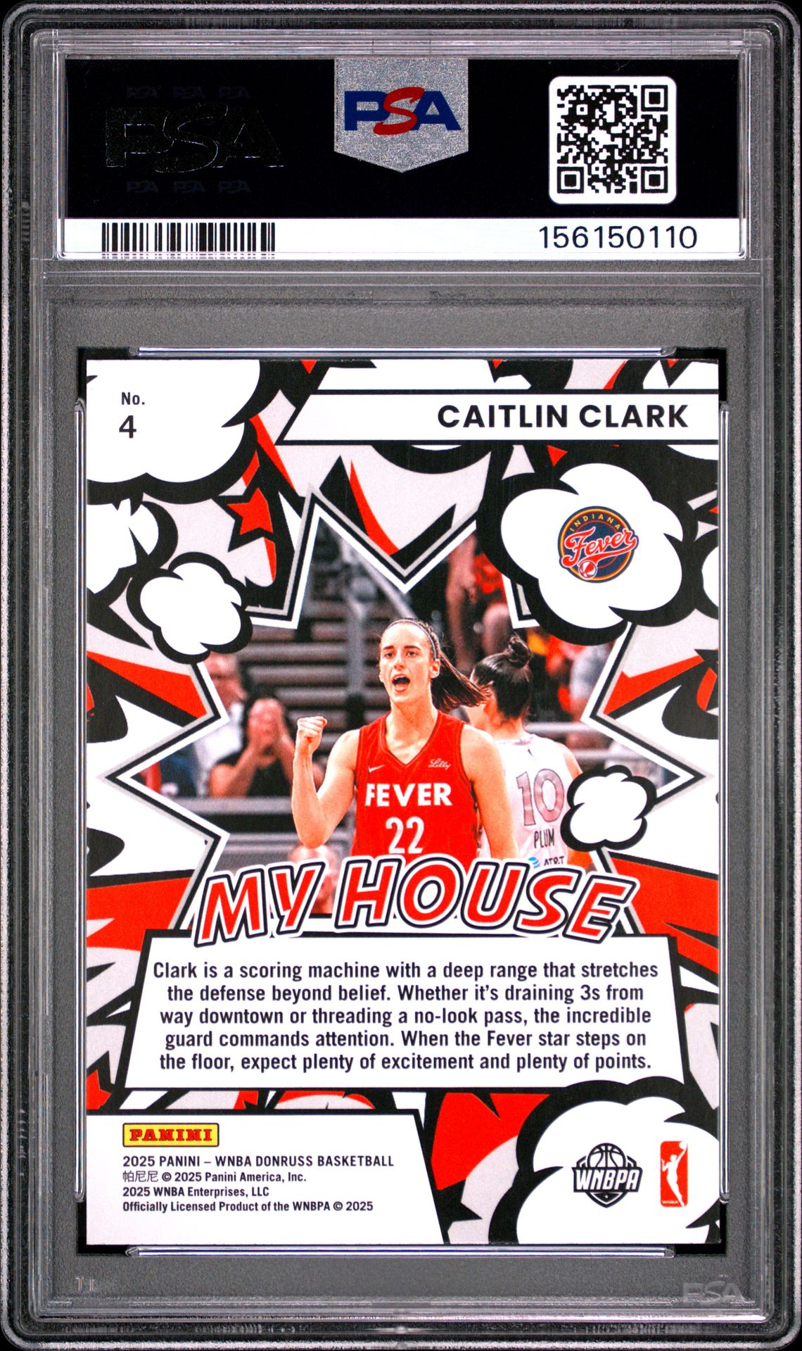 2025 Panini Donruss Wnba My House Caitlin Clark #4 (My House-Press Proof) Mint 9 back
