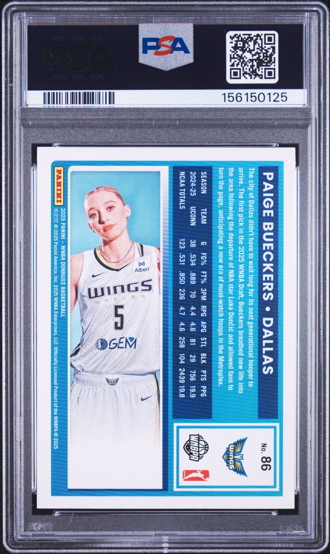 2025 Panini Donruss Wnba Paige Bueckers #86 Mint 9 back