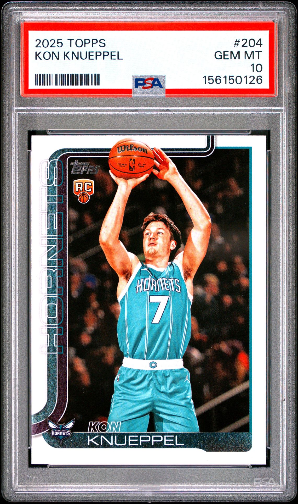 2025 Topps Kon Knueppel #204 Gem Mt 10 front view - PSA graded GEM MT 10