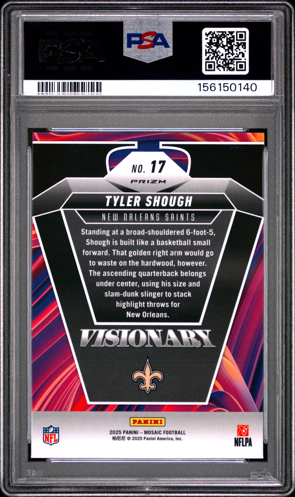 2025 PANINI MOSAIC VISIONARY TYLER SHOUGH  17 GEM MT 10 back
