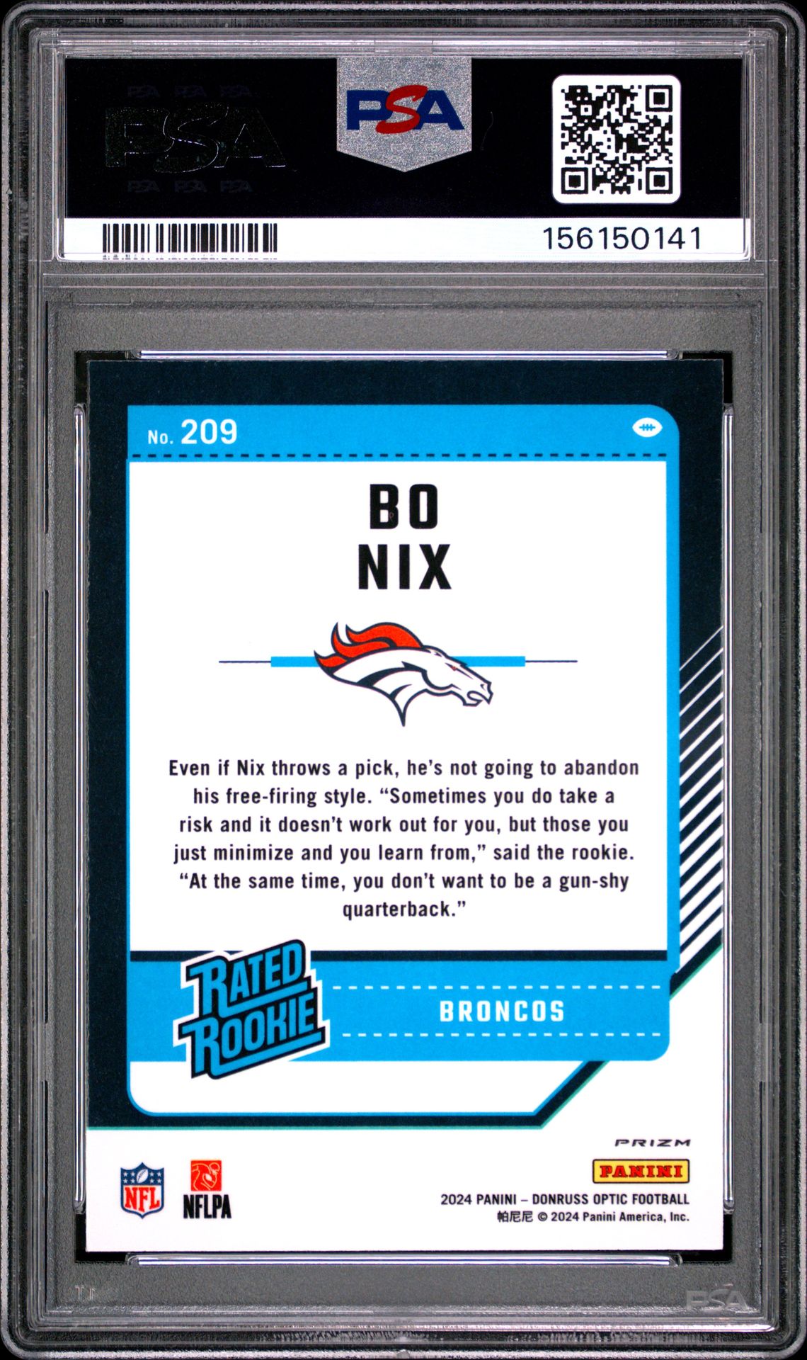 2024 Panini Donruss Optic Bo Nix #209 (Holo) Nm-Mt 8 back