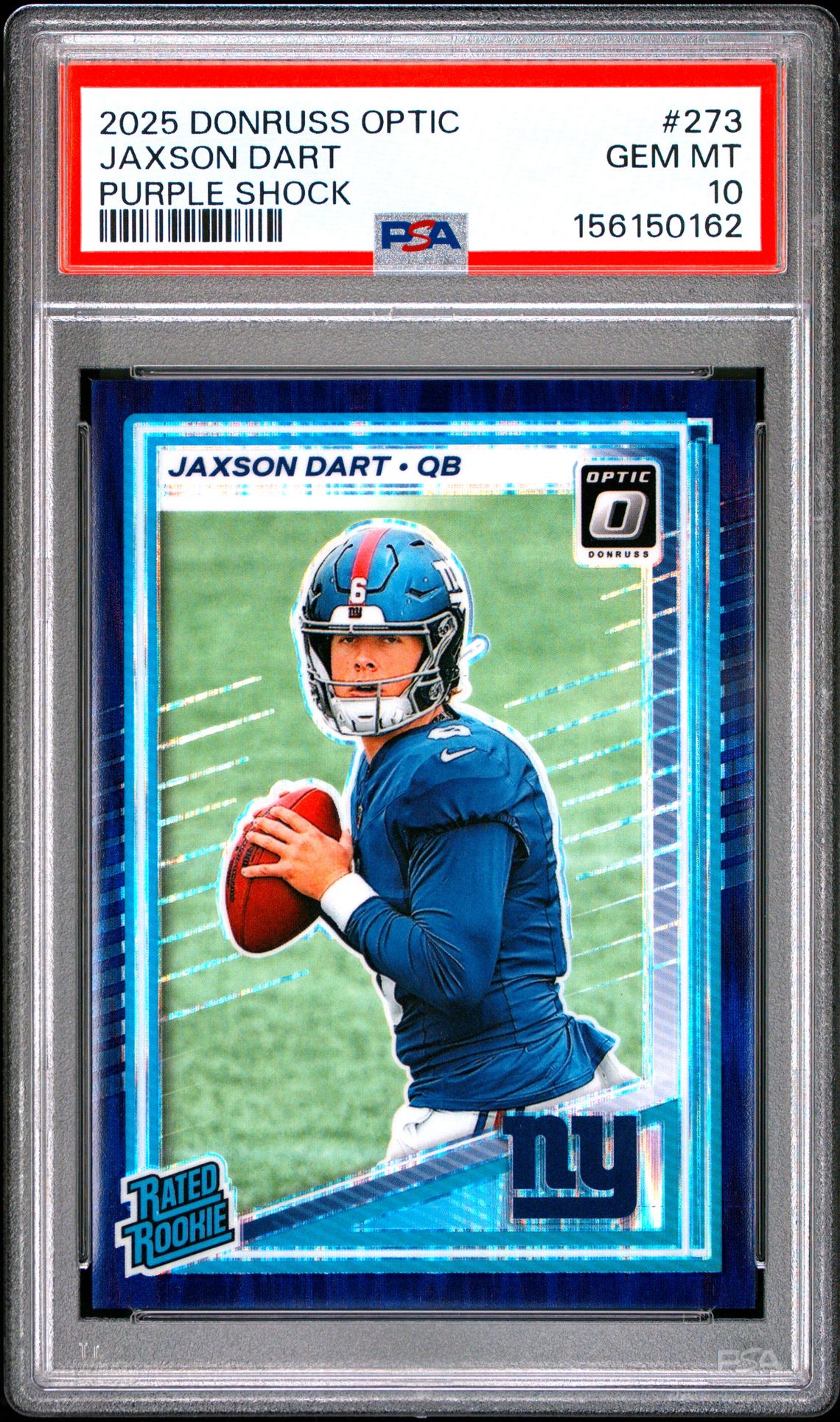 2025 PANINI DONRUSS OPTIC JAXSON DART PURPLE SHOCK 273 GEM MT 10 front