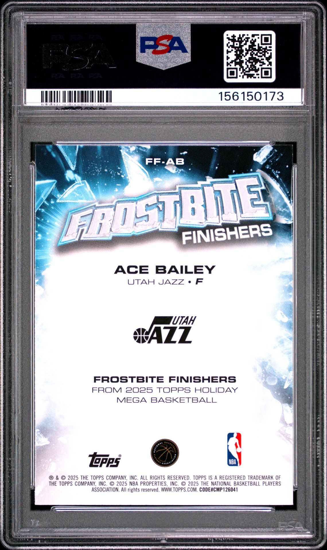 2025 Topps Holiday Frostbite Finishers Ace Bailey #Ff-Ab Mint 9 back