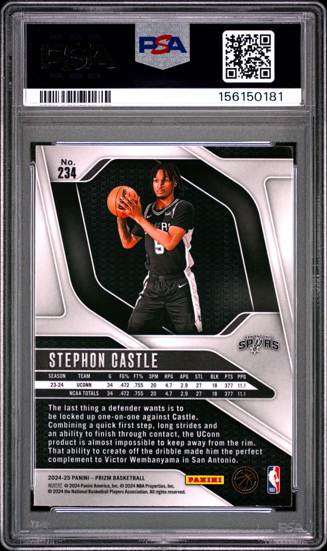 2024 Panini Prizm Stephon Castle #234 Mint 9 back