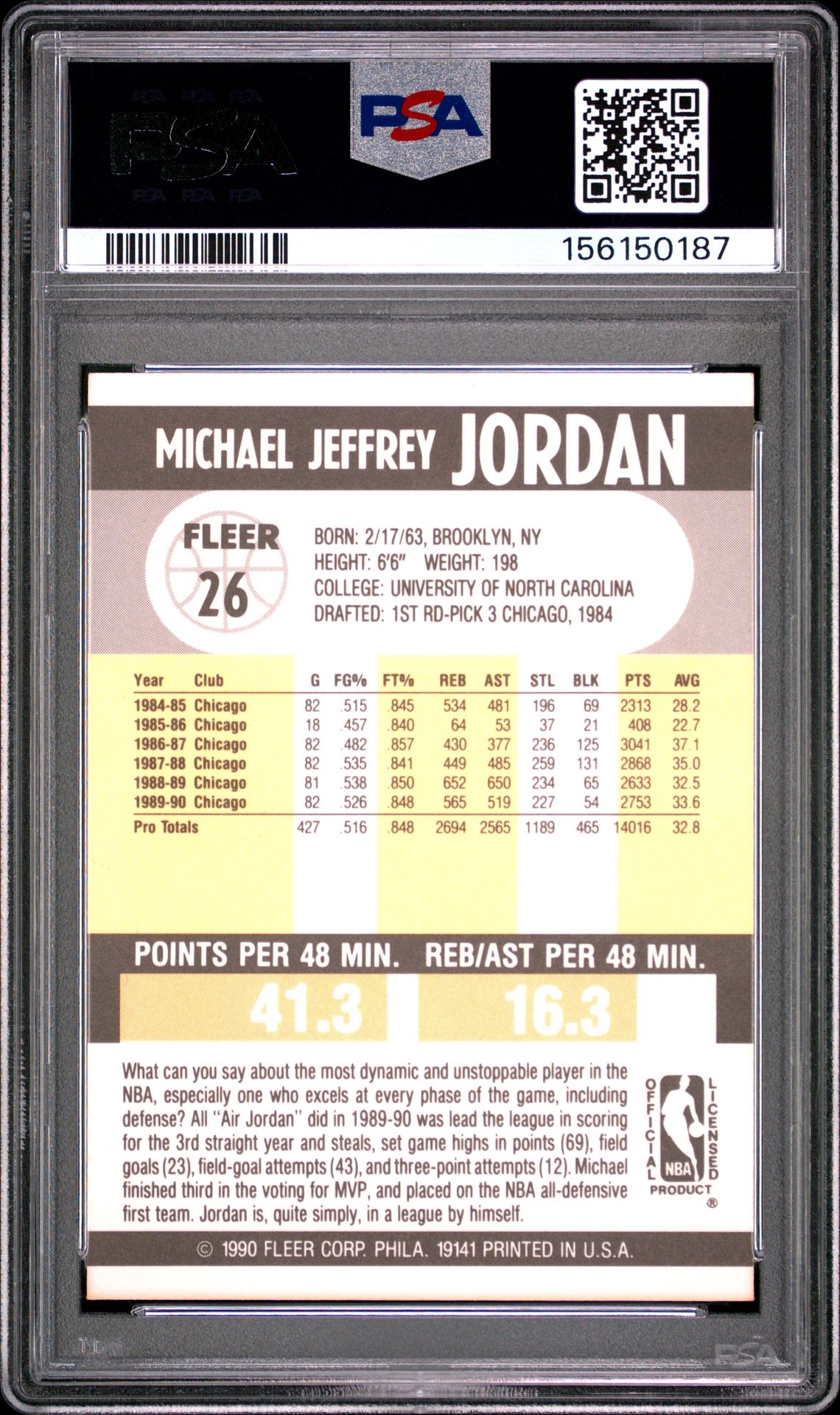 1990 Fleer Michael Jordan #26 Nm-Mt 8 back