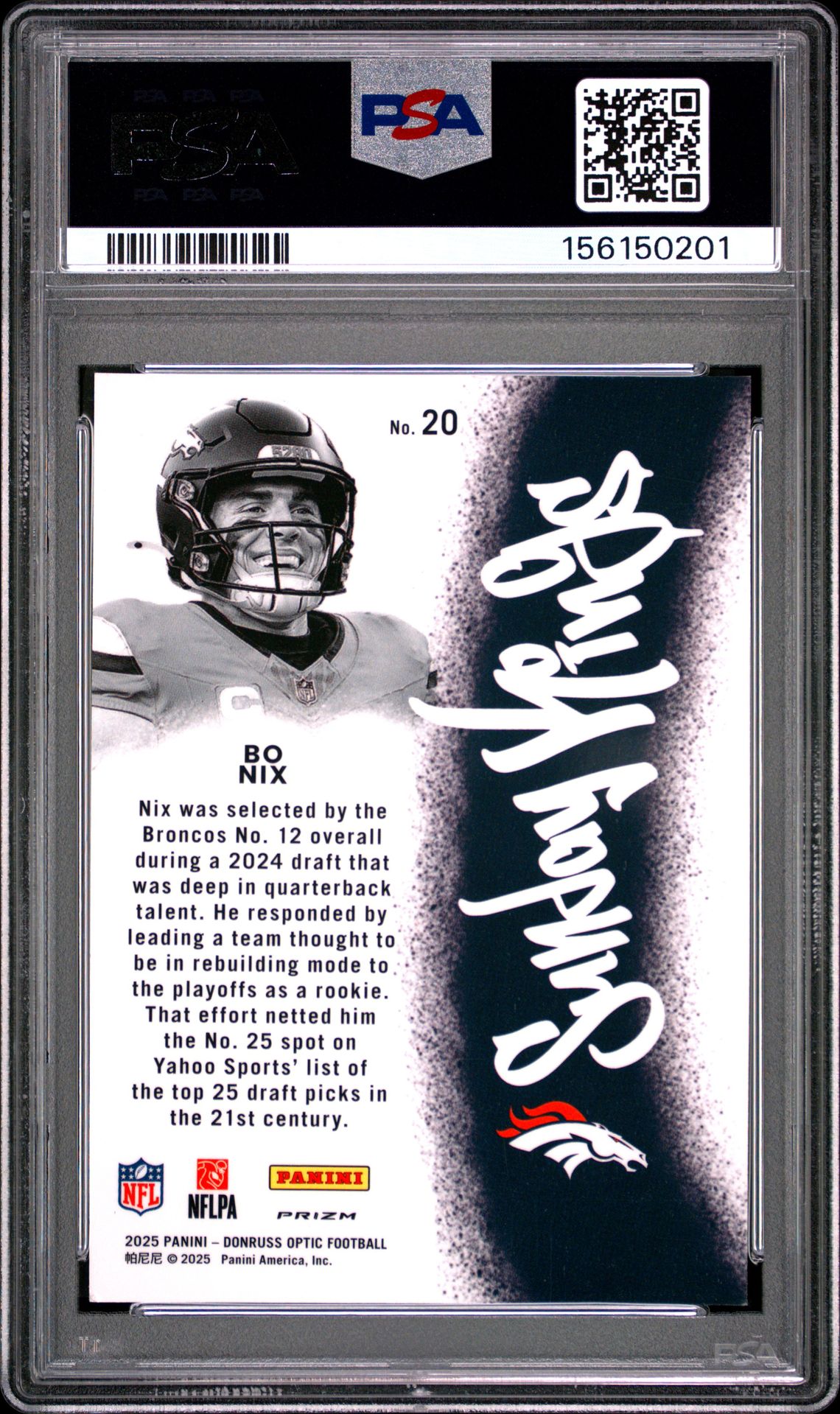 2025 Panini Donruss Optic Sunday Kings Bo Nix #20 Nm-Mt 8 back