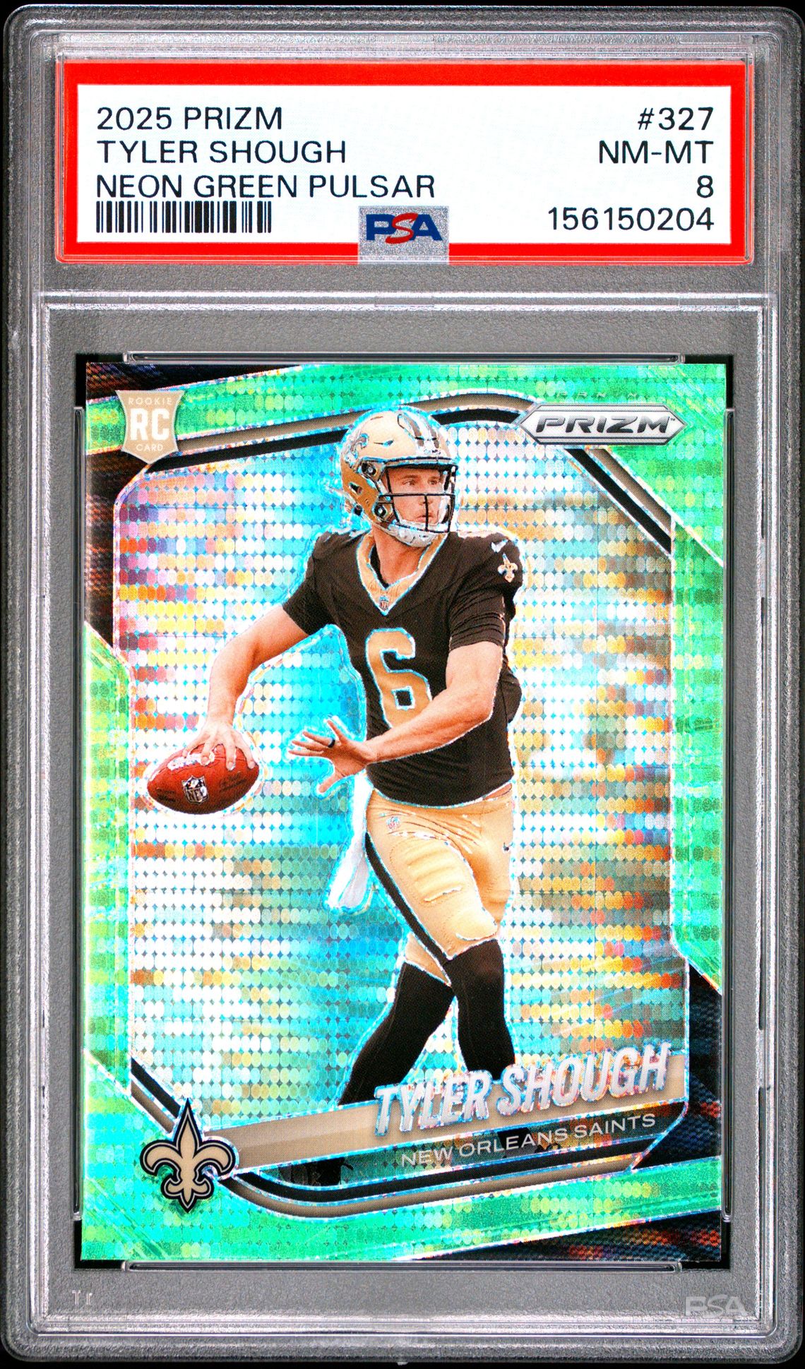 2025 Panini Prizm Tyler Shough #327 (Neon Green Pulsar) Nm-Mt 8 front