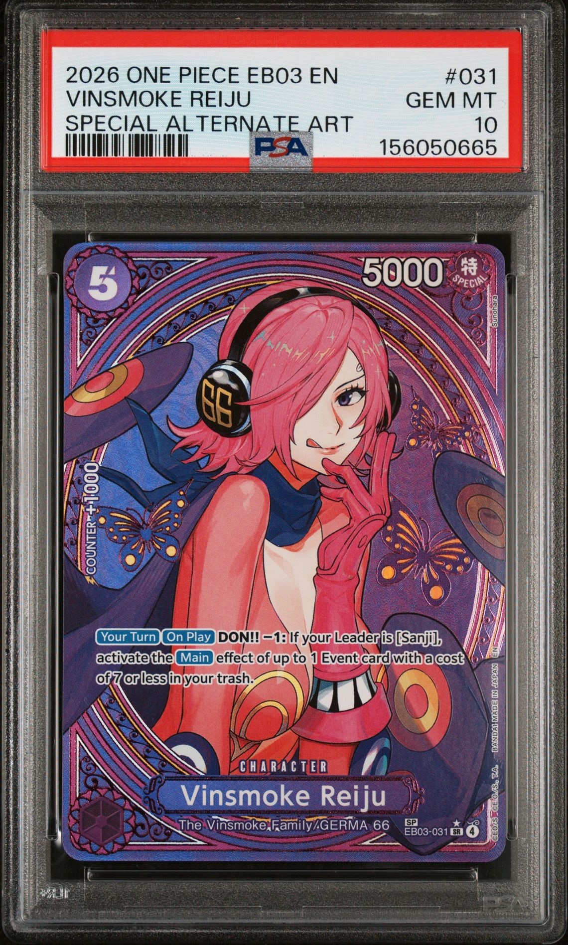 2026 One Piece Eb03-Extra Booster -One Piece Heroines Edition- Vinsmoke Reiju #031 (Special Alternate Art) Gem Mt 10 front