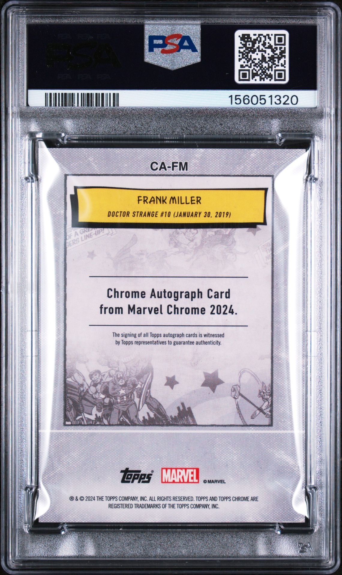 2024 Topps Chrome Marvel Sapphire Edition Authentic Marvel Comic Book Artist Autographs Frank Miller #Cafm Ex-Mt 6 back