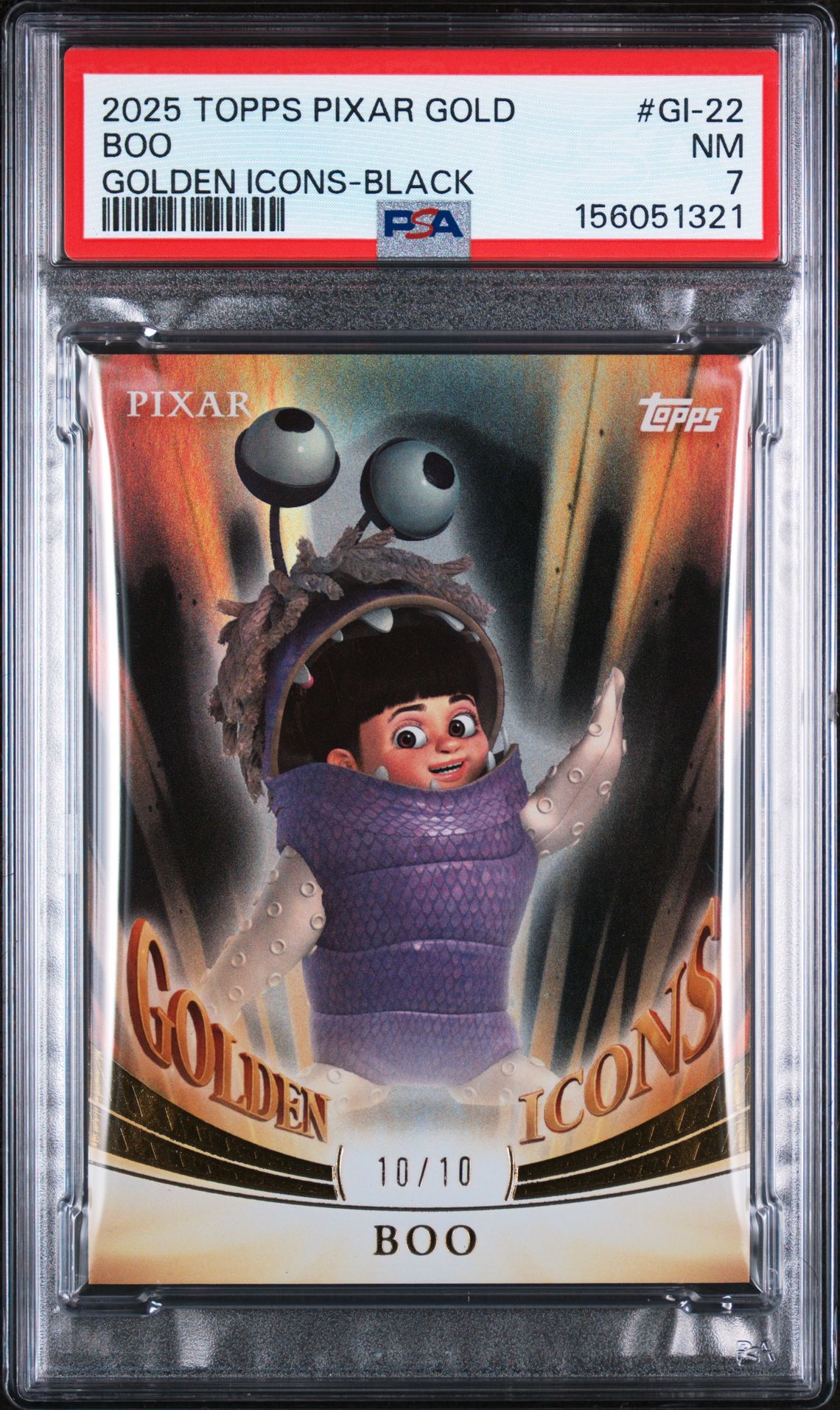 2025 Topps Pixar Gold Golden Icons Boo #Gi-22 (Golden Icons-Black) Nm 7 front