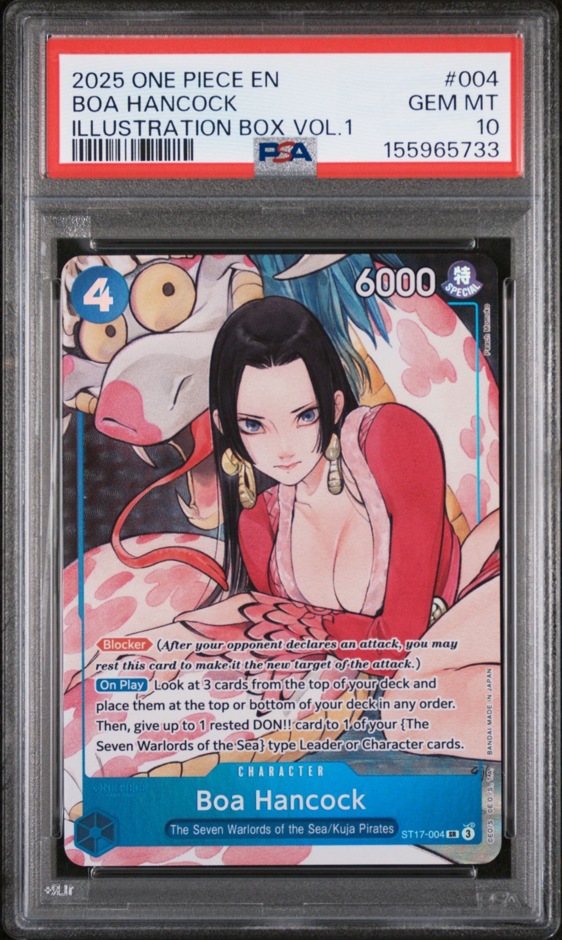 2025 ONE PIECE PROMOS BOA HANCOCK ILLUSTRATION BOX VOL.1 004 GEM MT 10 front