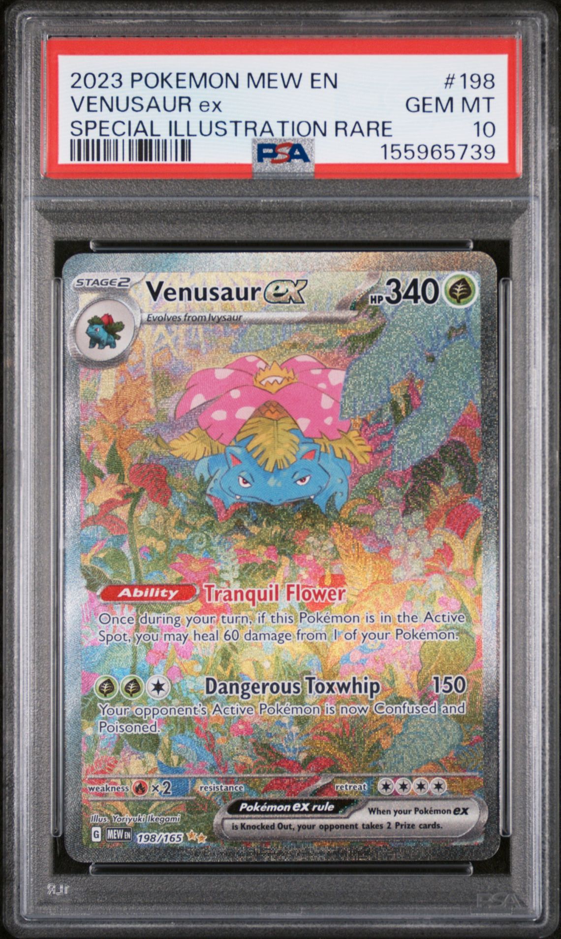2023 Pokemon Mew En-151 Venusaur Ex #198 (Special Illustration Rare) Gem Mt 10 front view - PSA graded GEM MT 10