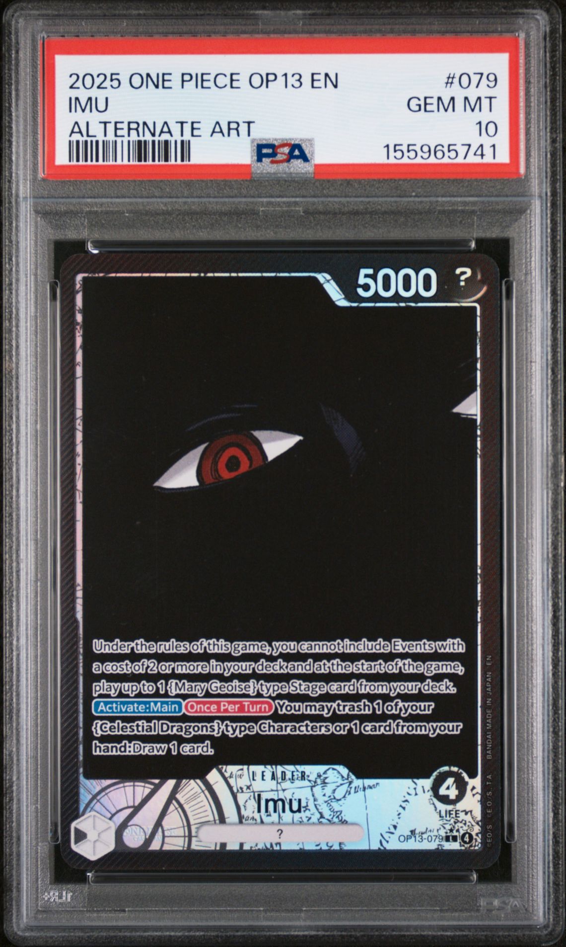 2025 One Piece Op13-Carrying On His Will Imu #079 (Alternate Art) Gem Mt 10 front