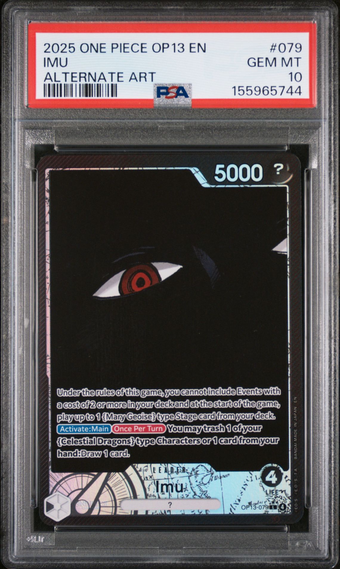 2025 One Piece Op13-Carrying On His Will Imu #079 (Alternate Art) Gem Mt 10 front