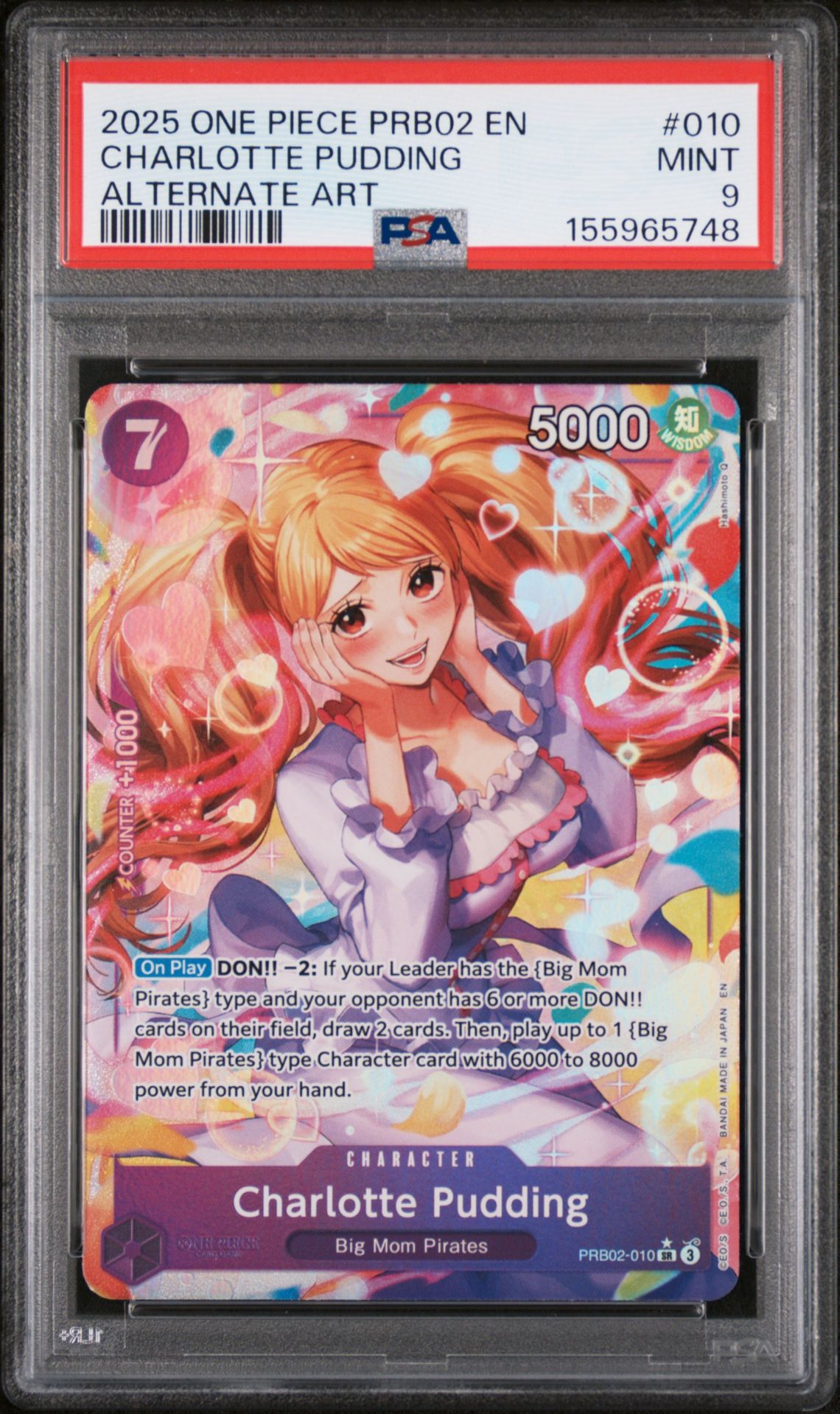 2025 One Piece Prb02-Premium Booster -One Piece Card The Best- Vol.2 Charlotte Pudding #010 (Alternate Art) Mint 9 front