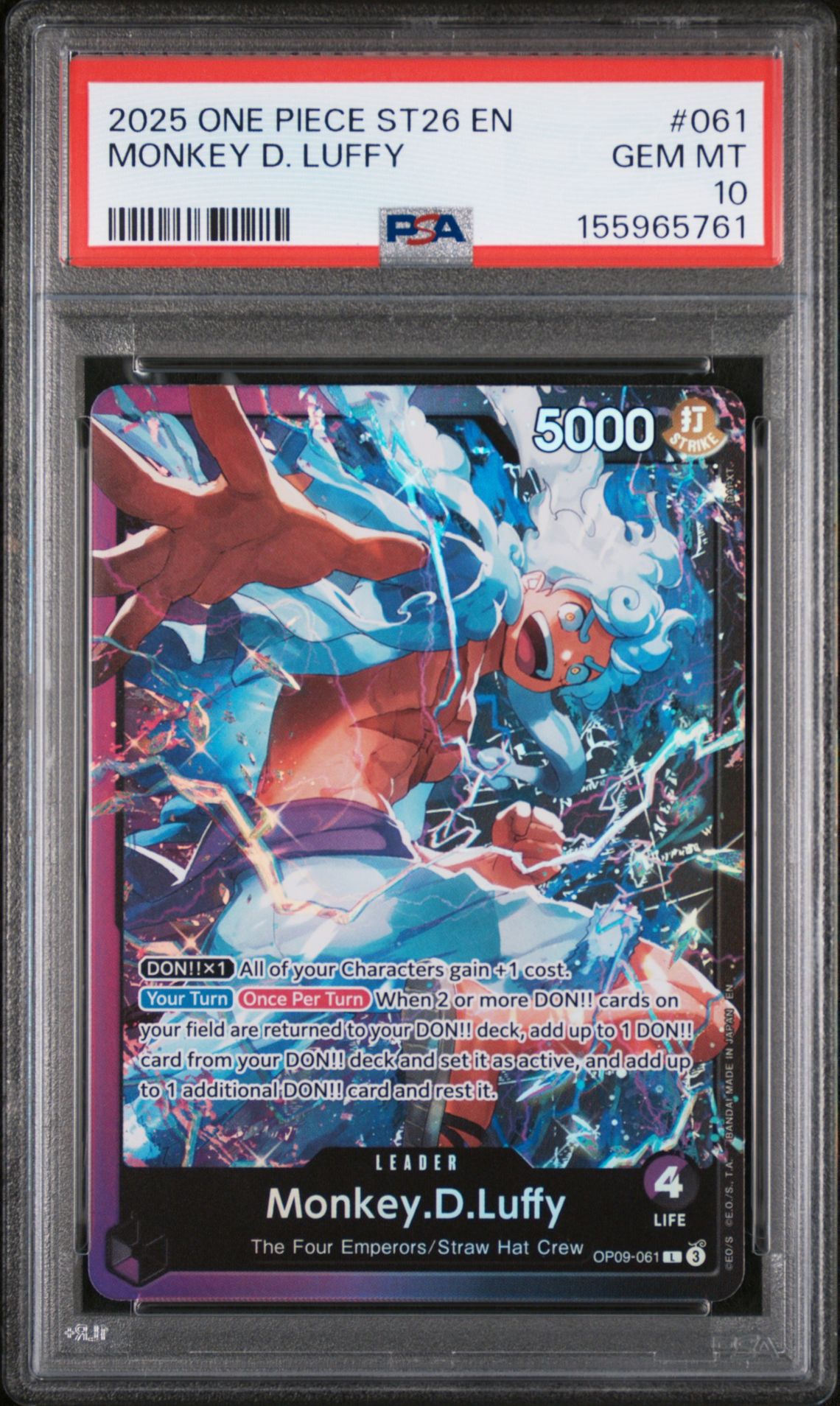2025 One Piece Starter Deck St26-Purple/Black Monkey D. Luffy Monkey D. Luffy #061 Gem Mt 10 front view - PSA graded GEM MT 10