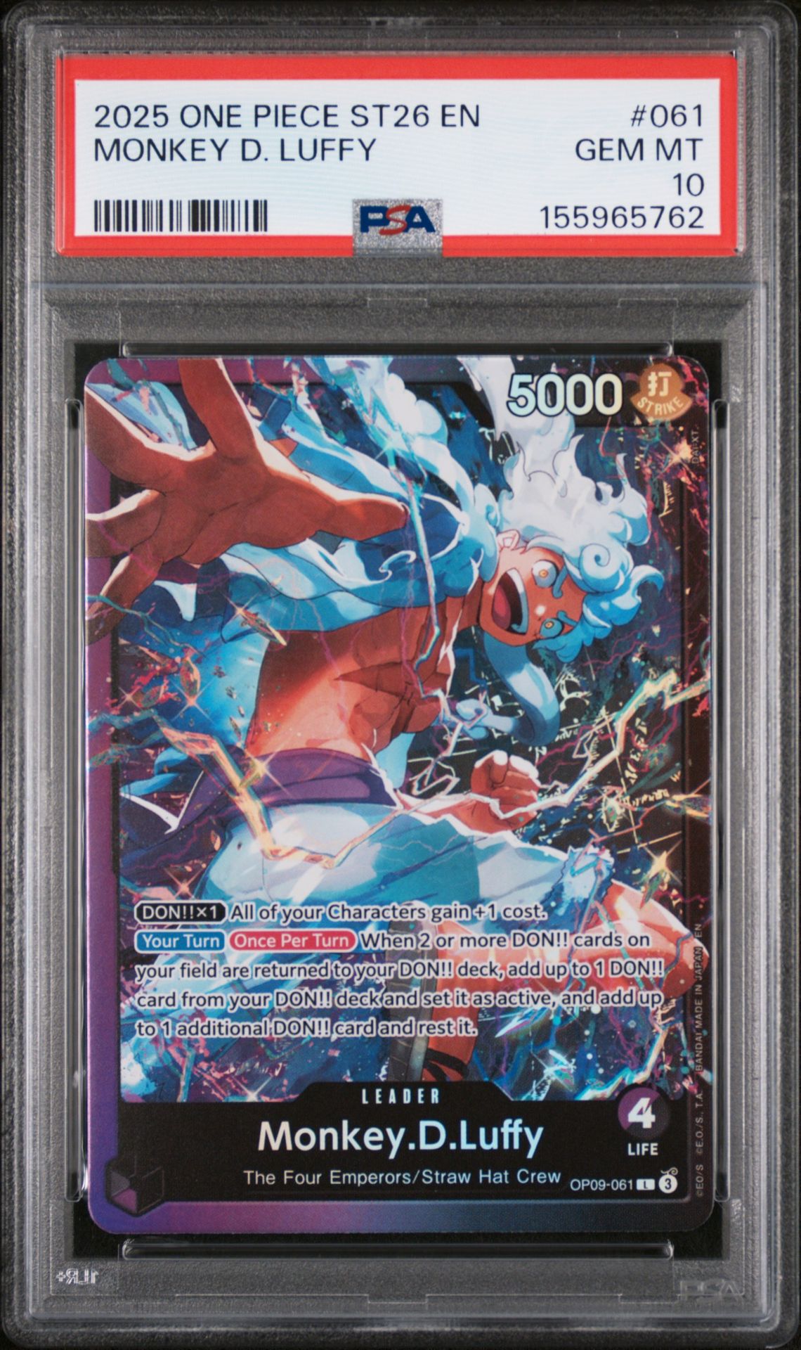 2025 One Piece Starter Deck St26-Purple/Black Monkey D. Luffy Monkey D. Luffy #061 Gem Mt 10 front