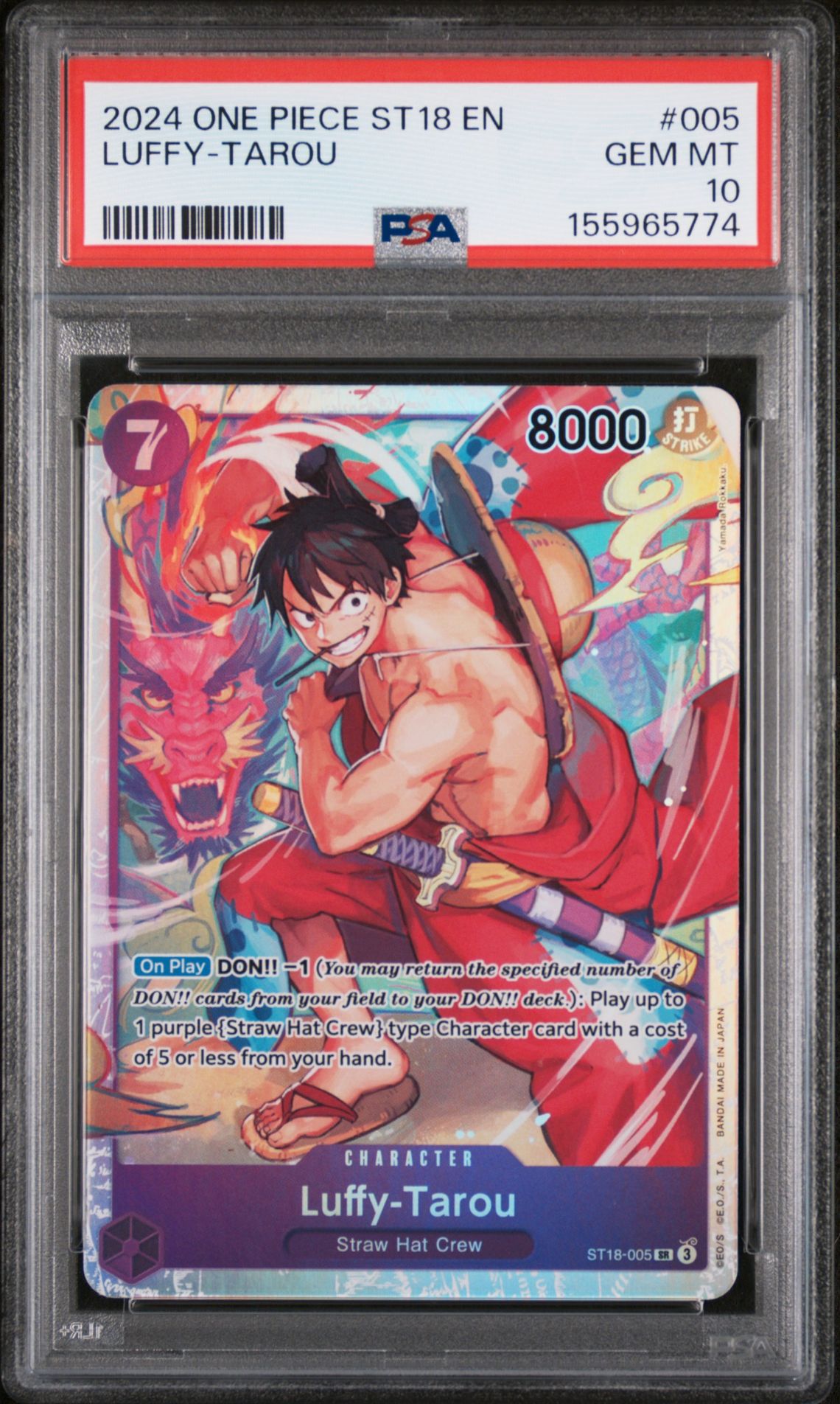 2024 One Piece Starter Deck St18-Purple Monkey D. Luffy Luffy-Tarou #005 Gem Mt 10 front view - PSA graded GEM MT 10