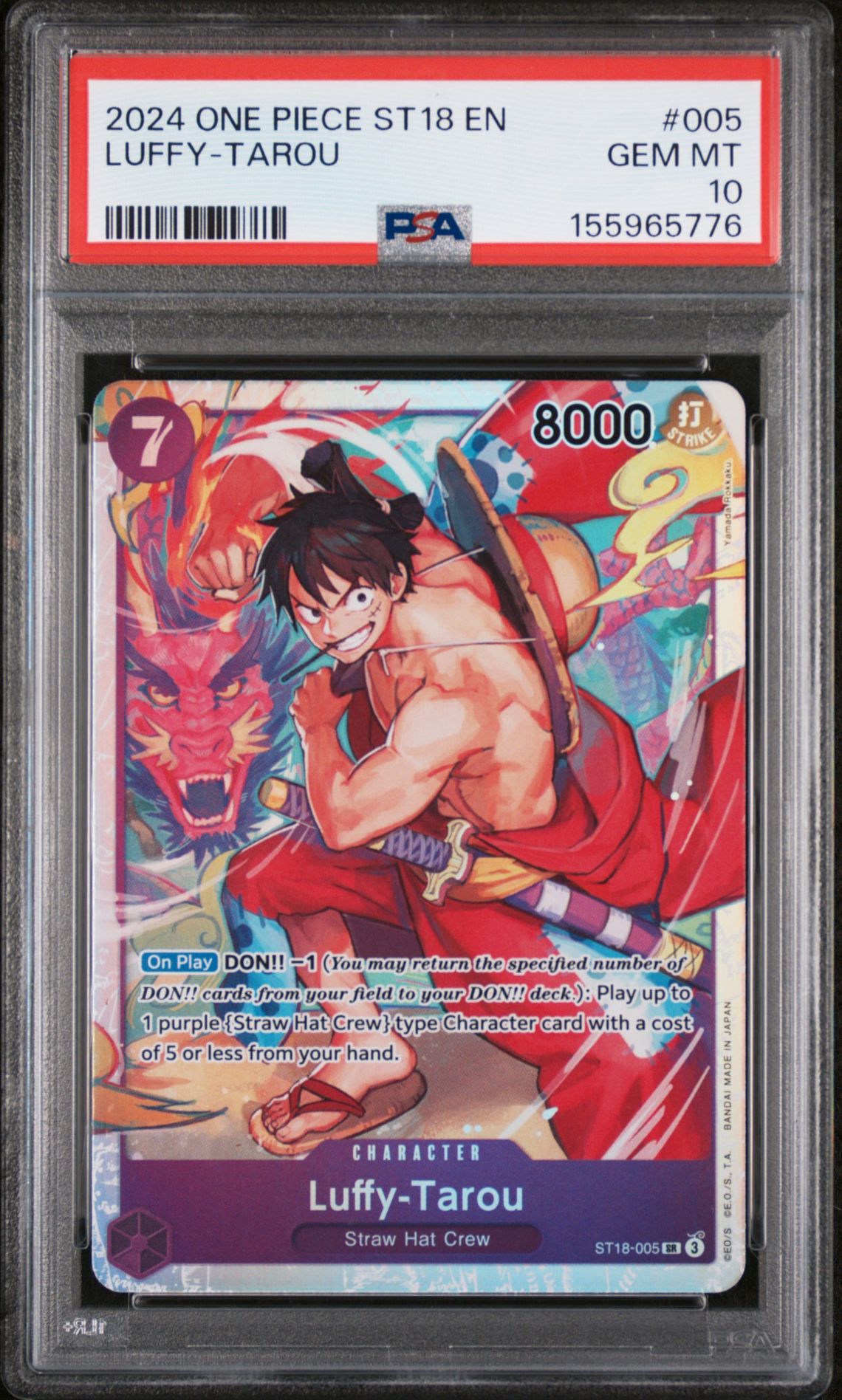 2024 One Piece Starter Deck St18-Purple Monkey D. Luffy Luffy-Tarou #005 Gem Mt 10 front view - PSA graded GEM MT 10