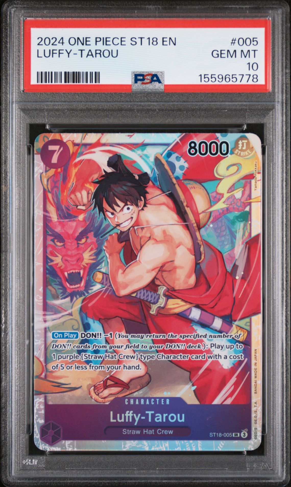 2024 One Piece Starter Deck St18-Purple Monkey D. Luffy Luffy-Tarou #005 Gem Mt 10 front view - PSA graded GEM MT 10
