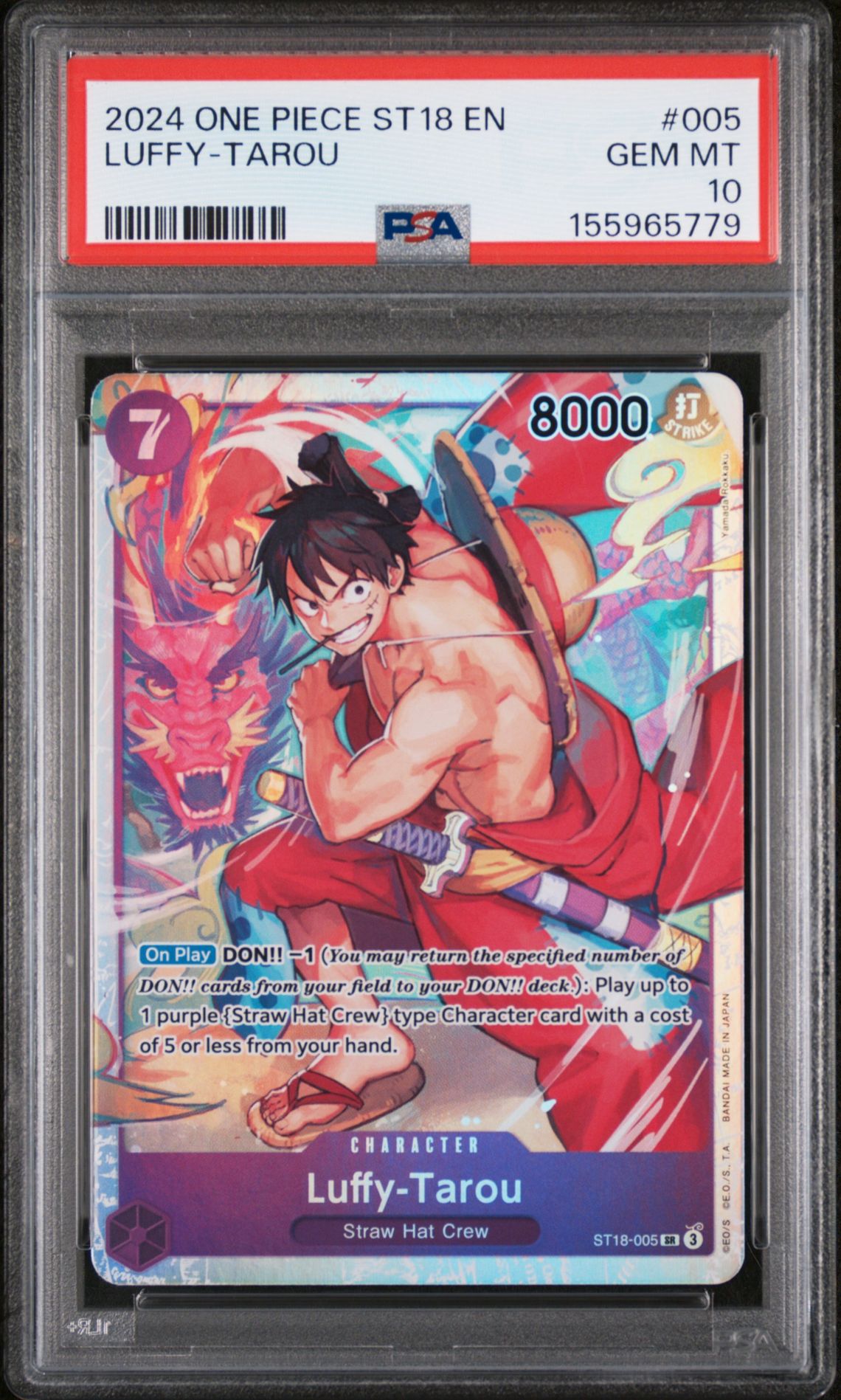 2024 One Piece Starter Deck St18-Purple Monkey D. Luffy Luffy-Tarou #005 Gem Mt 10 front view - PSA graded GEM MT 10