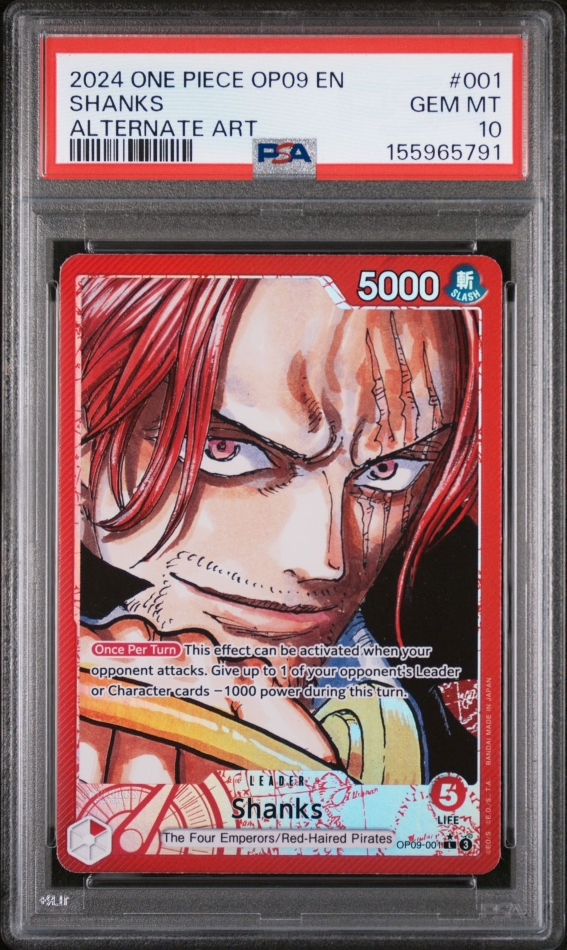 2024 One Piece Op09-Emperors In The New World Shanks #001 (Alternate Art) Gem Mt 10 front