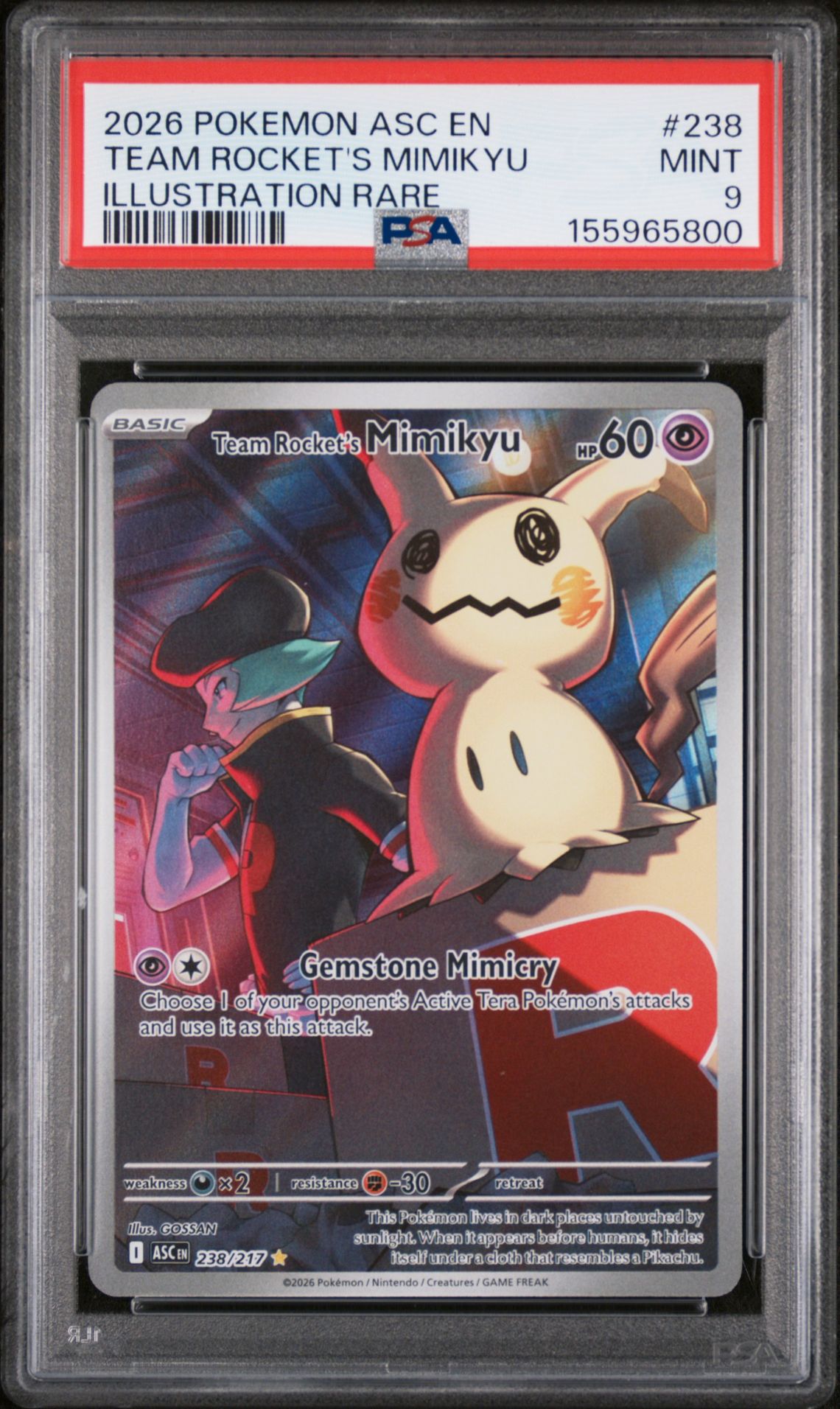 2026 Pokemon Asc En-Ascended Heroes Team Rocket's Mimikyu #238 (Illustration Rare) Mint 9 front