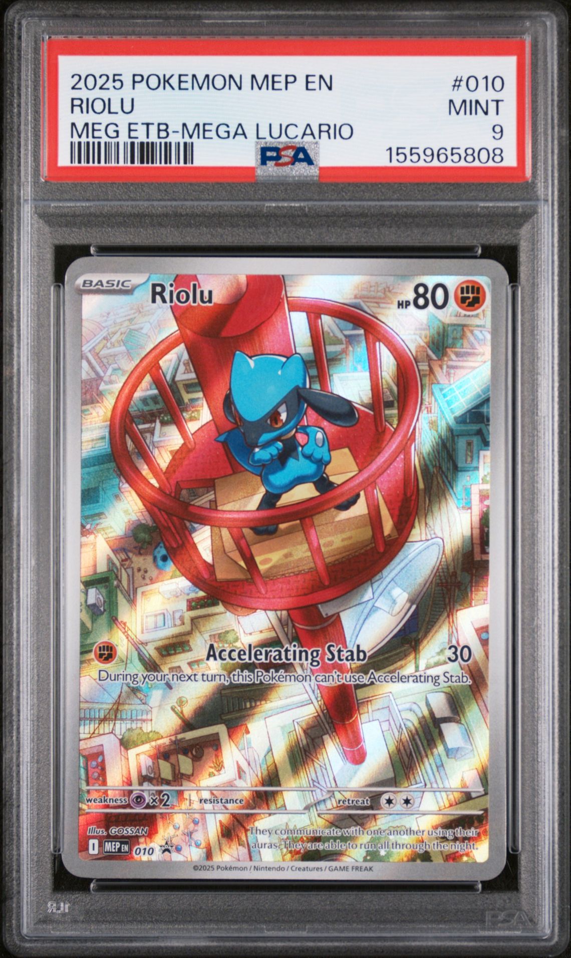 2025 Pokemon Mep En-Me Black Star Promo Riolu #010 (Meg Etb-Mega Lucario) Mint 9 front
