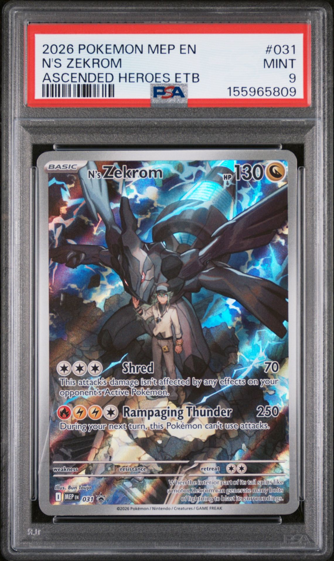 2026 Pokemon Mep En-Me Black Star Promo N's Zekrom #031 (Ascended Heroes Etb) Mint 9 front