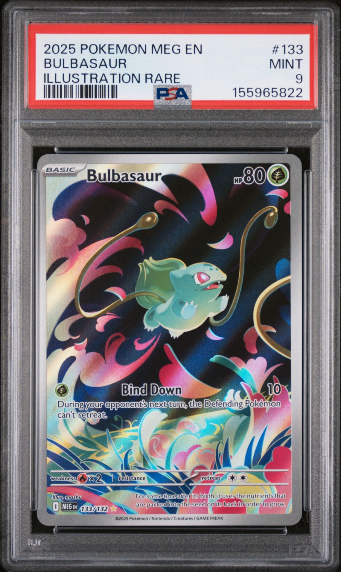 2025 Pokemon Meg En-Mega Evolution Bulbasaur #133 (Illustration Rare) Mint 9 front