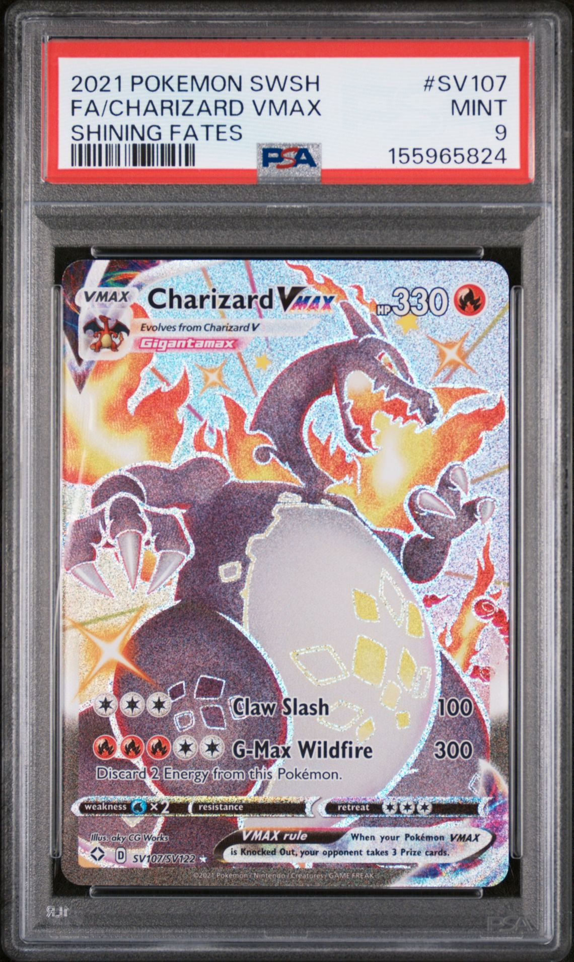 2021 Pokemon Sword & Shield Shining Fates Fa/Charizard Vmax #Sv107 (Shining Fates) Mint 9 front