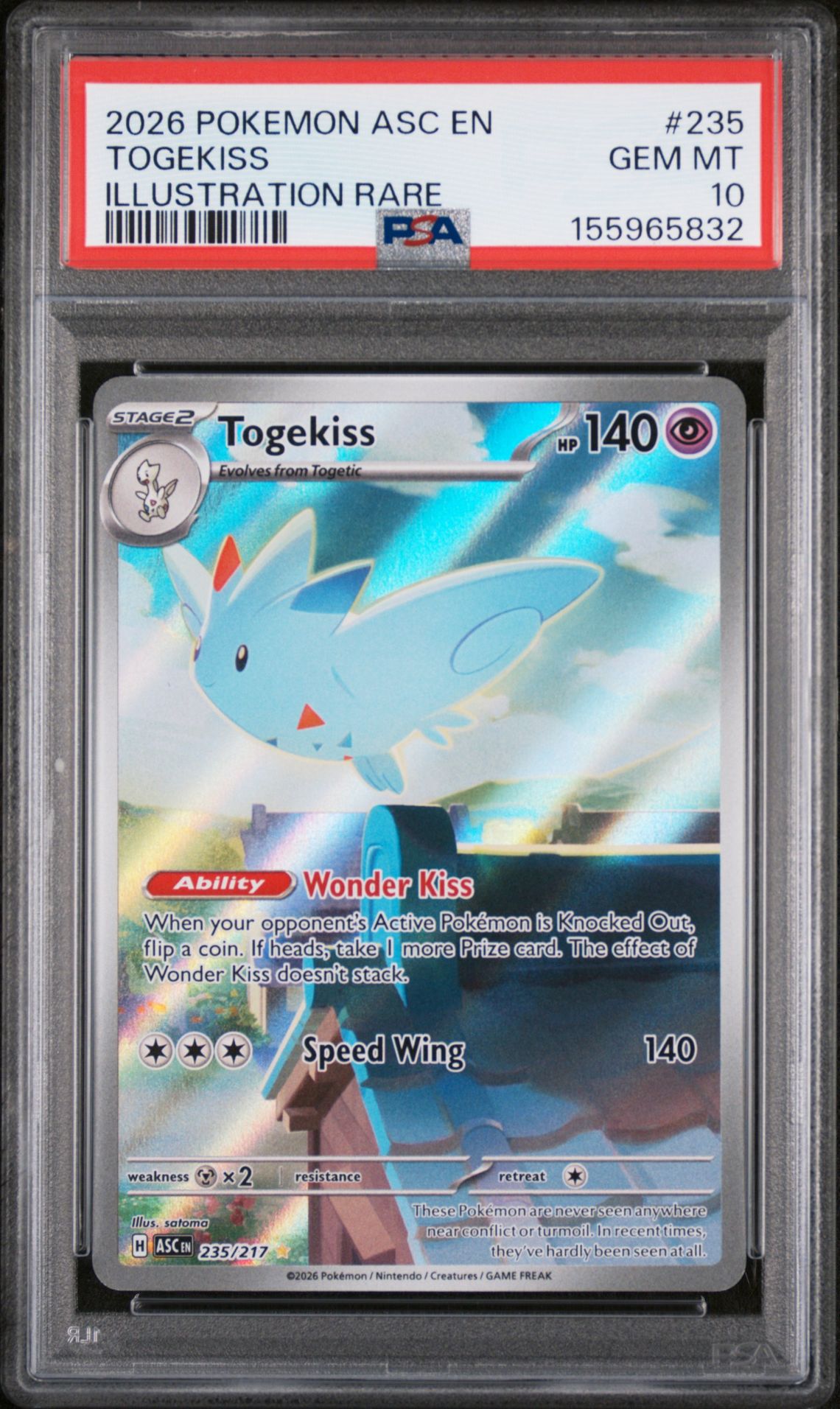 2026 POKEMON ASC EN-ASCENDED HEROES TOGEKISS ILLUSTRATION RARE 235 GEM MT 10 front