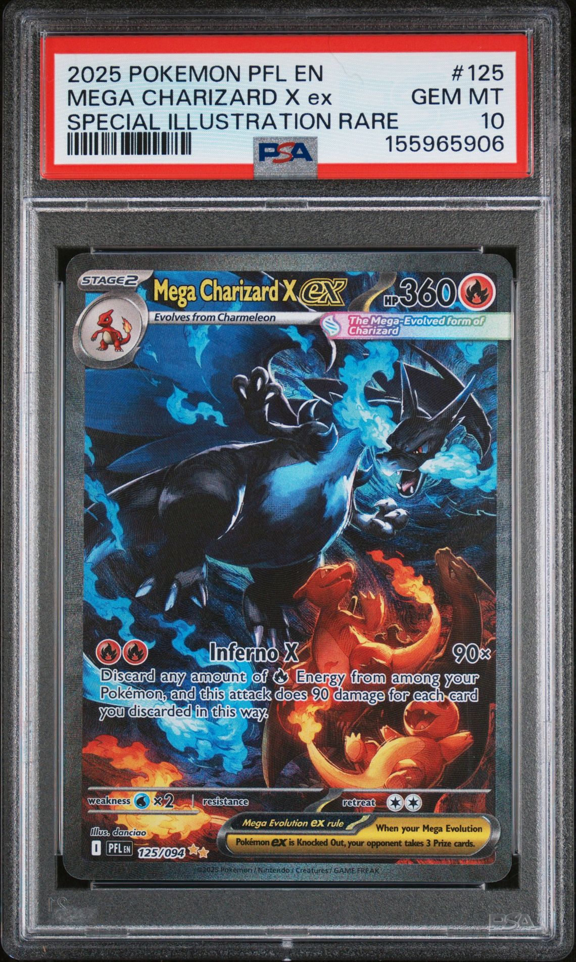 2025 Pokemon Pfl En-Phantasmal Flames Mega Charizard X Ex #125 (Special Illustration Rare) Gem Mt 10 front