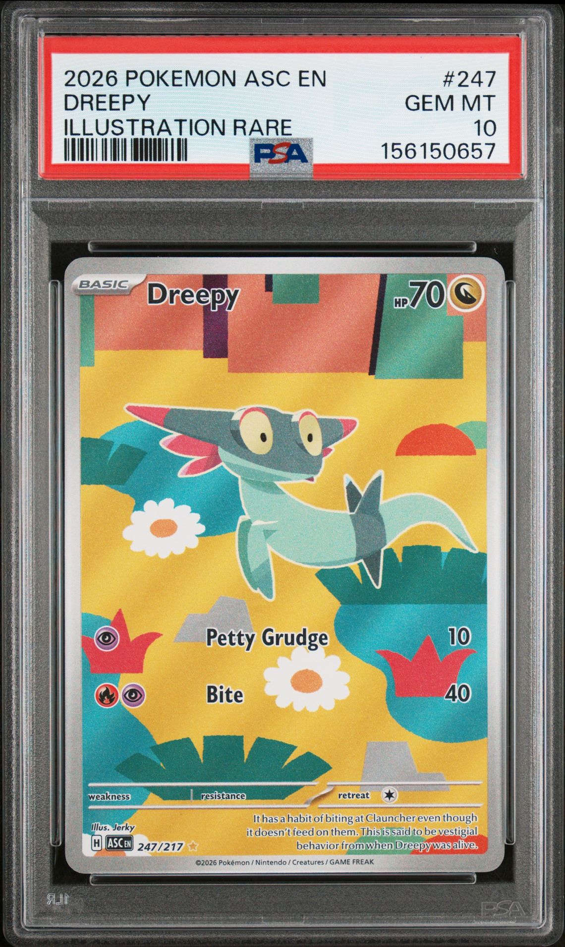 2026 Pokemon Asc En-Ascended Heroes Dreepy #247 (Illustration Rare) Gem Mt 10 front view - PSA graded GEM MT 10