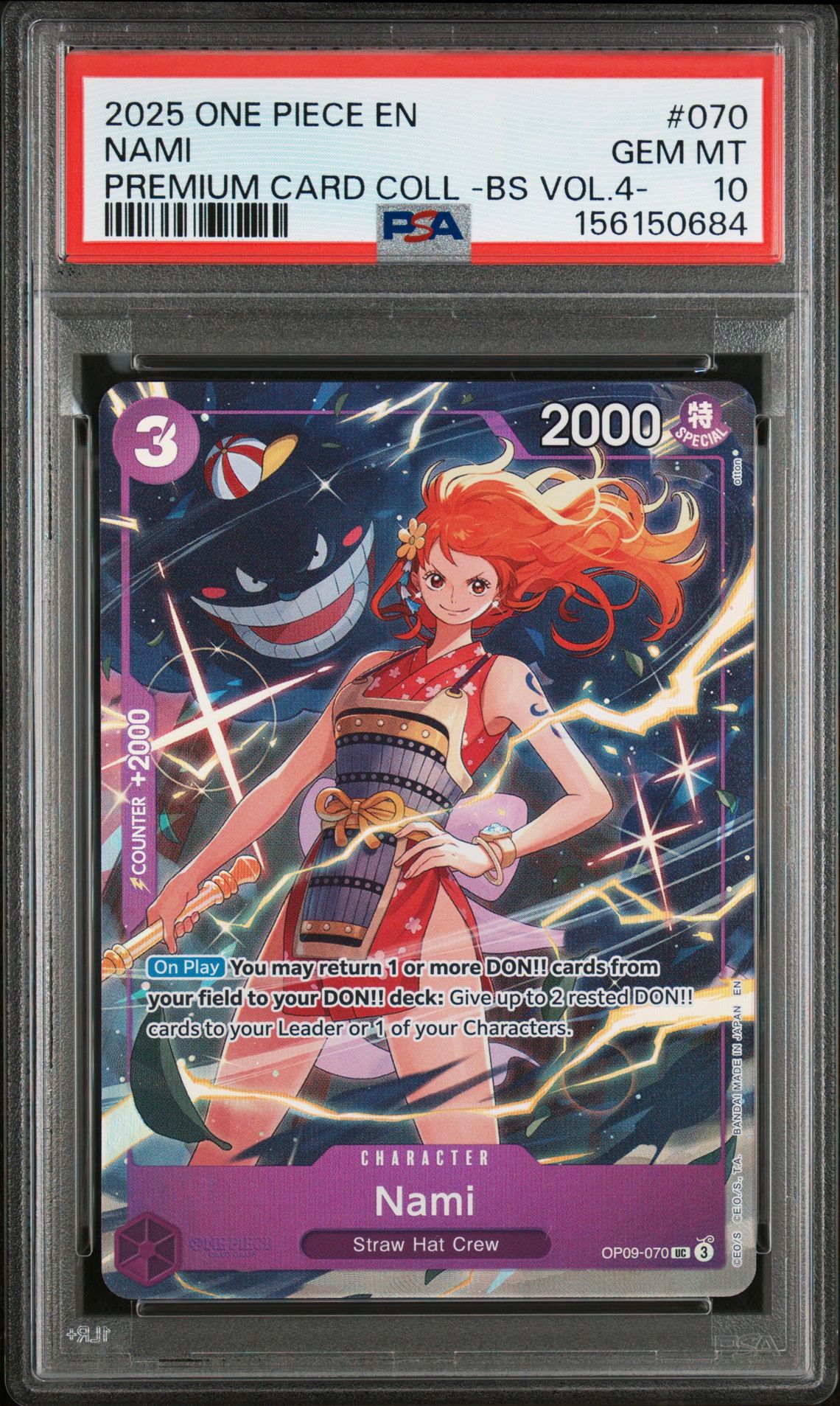 2025 One Piece Premium Card Collection -Best Selection Vol.4 - Nami #070 Gem Mt 10 front view - PSA graded GEM MT 10