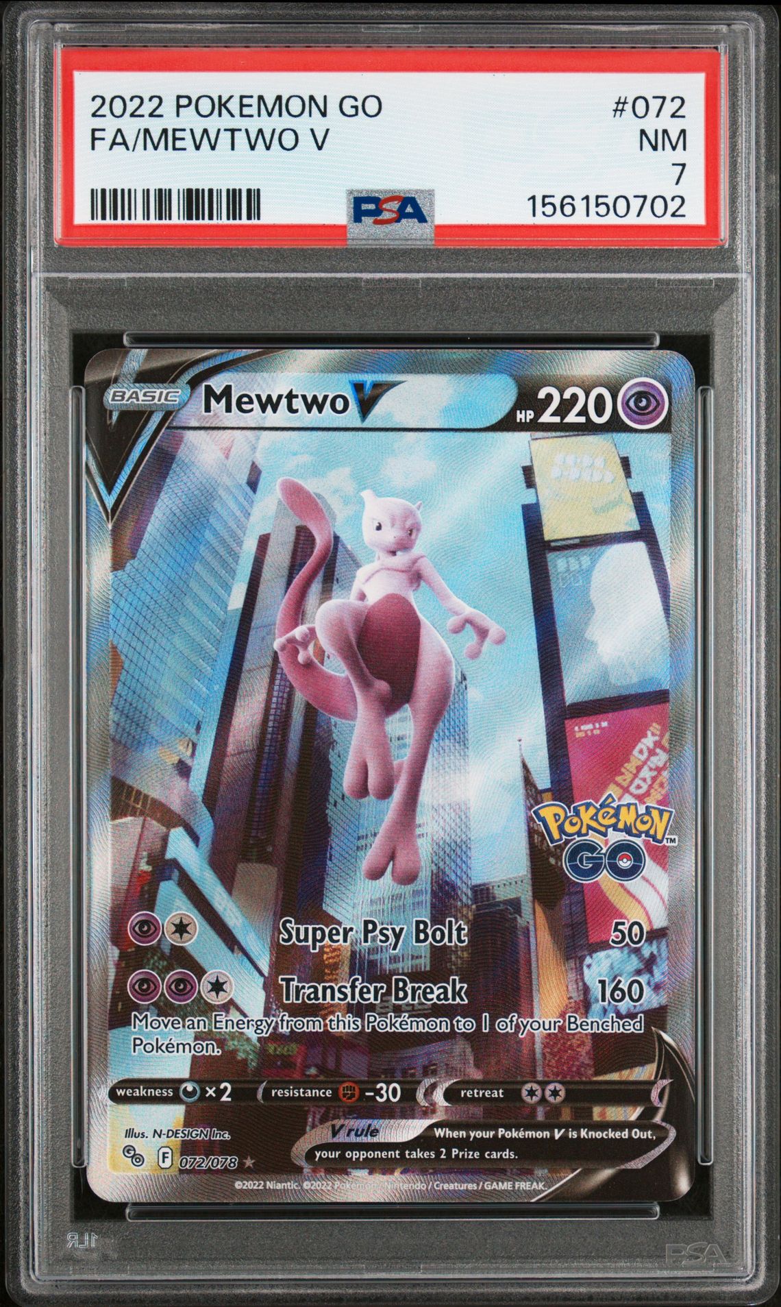 2022 Pokemon Go Fa/Mewtwo V #072 Nm 7 front
