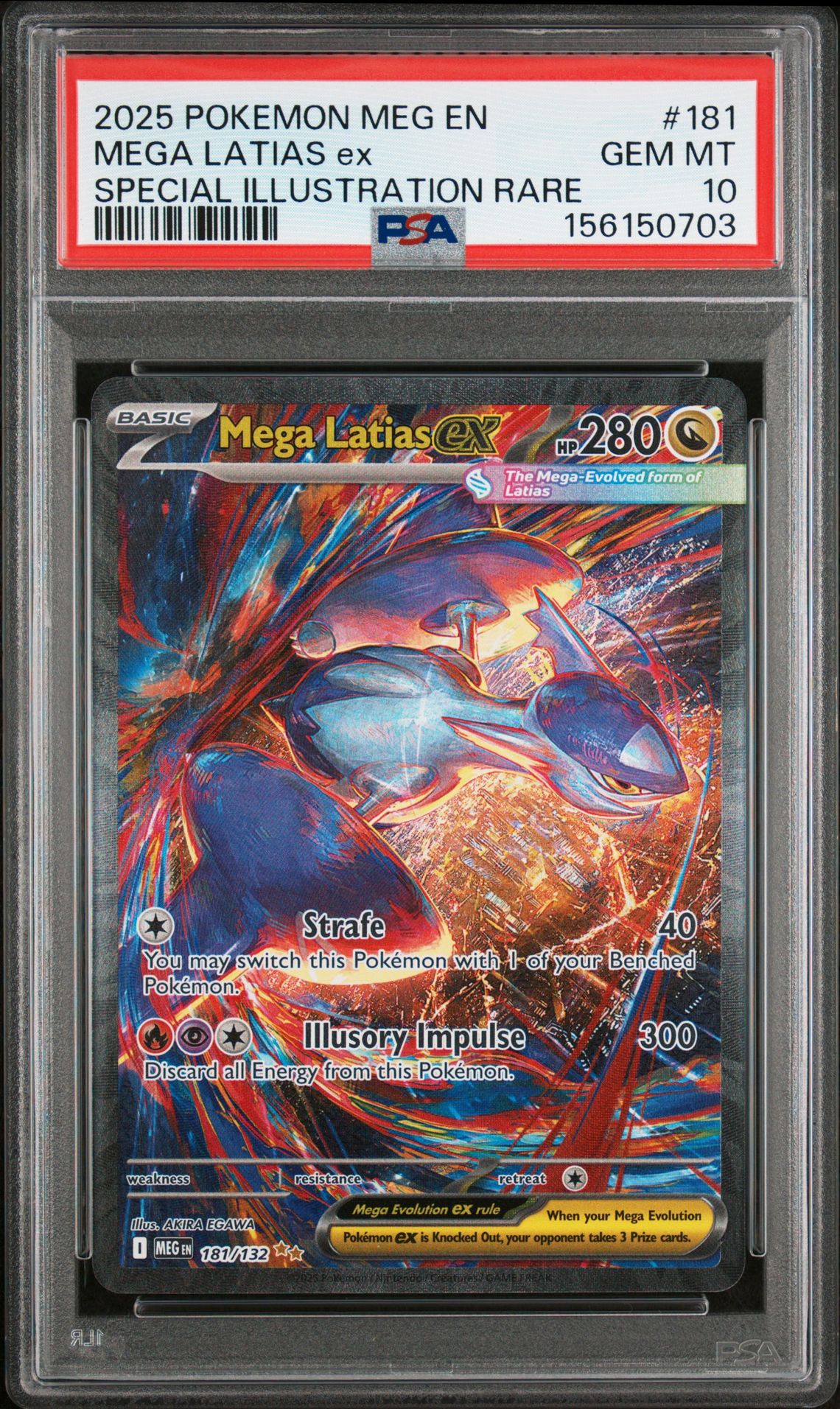 2025 Pokemon Meg En-Mega Evolution Mega Latias Ex #181 (Special Illustration Rare) Gem Mt 10 front view - PSA graded GEM MT 10